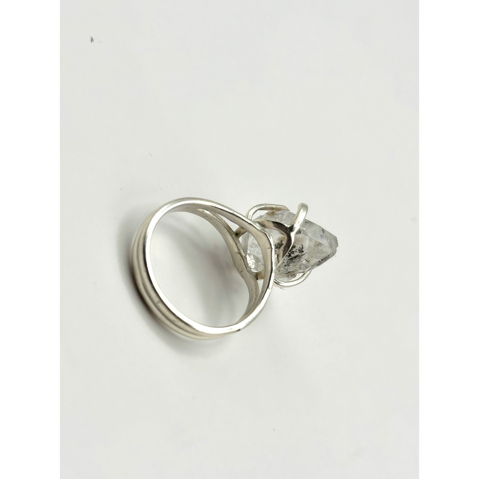 Raw Herkimer Diamond Sterling Silver Ring Size 9