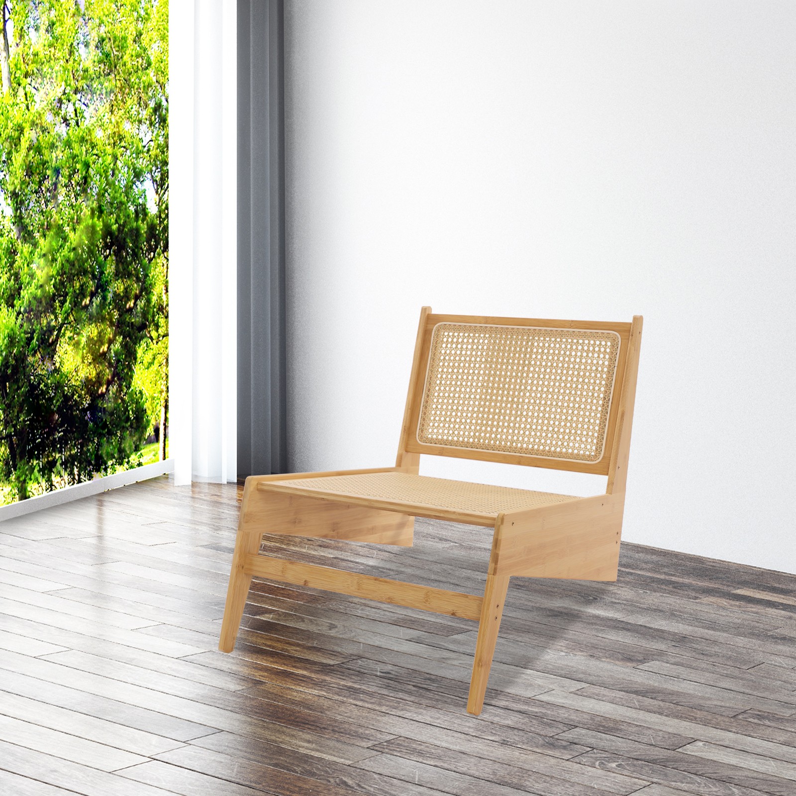 Home Bamboo Chair, Accent Chair, Comfy Bamboo Chairs, 53x64x58cm, Wood Color