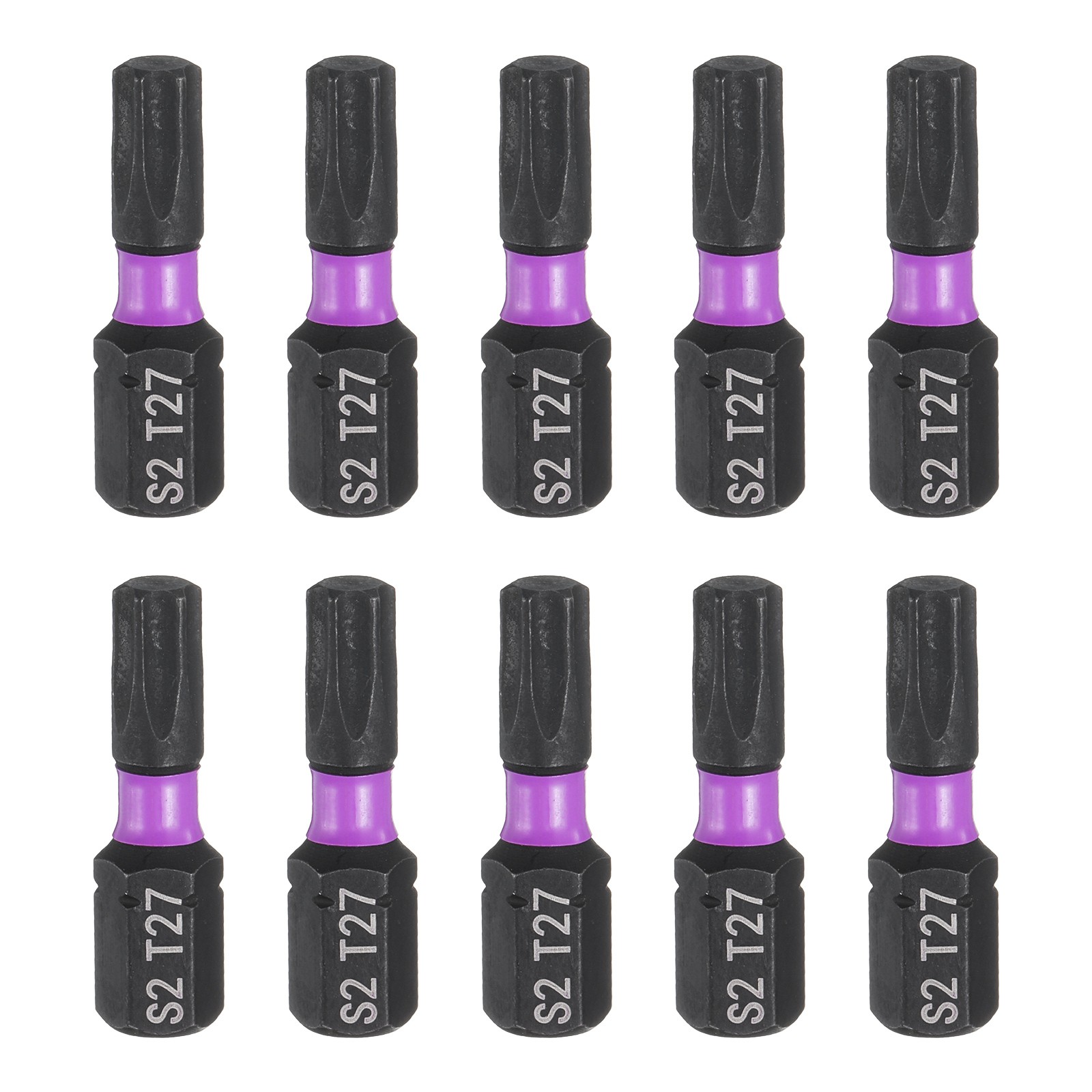 10pcs T27 Magnetic Torx Screwdriver Bit 1/4" Hex Shank 25mm Length S2 Steel