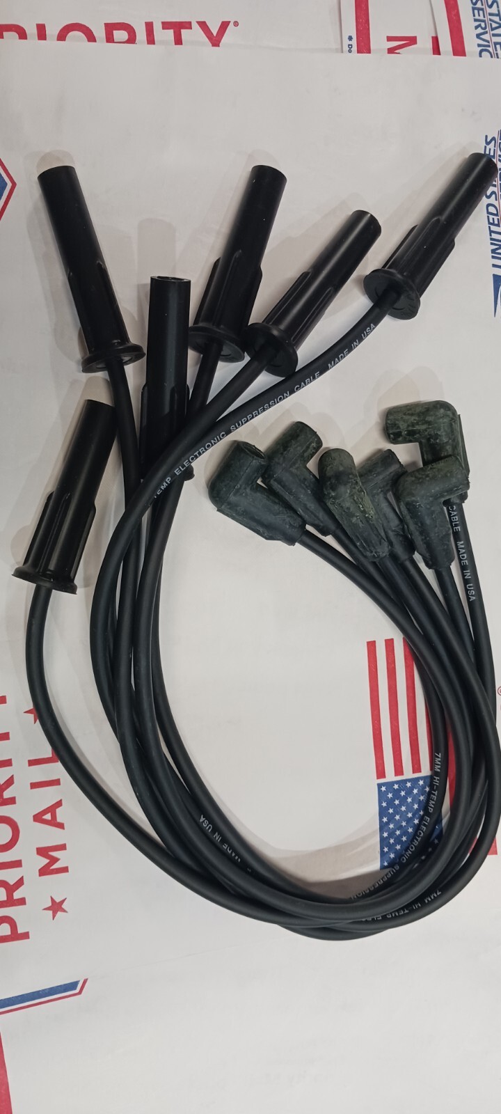 Chevy chevrolet straight six 6, 194 216 235 BLACK HEI 7mm Spark Plug Wires - USA