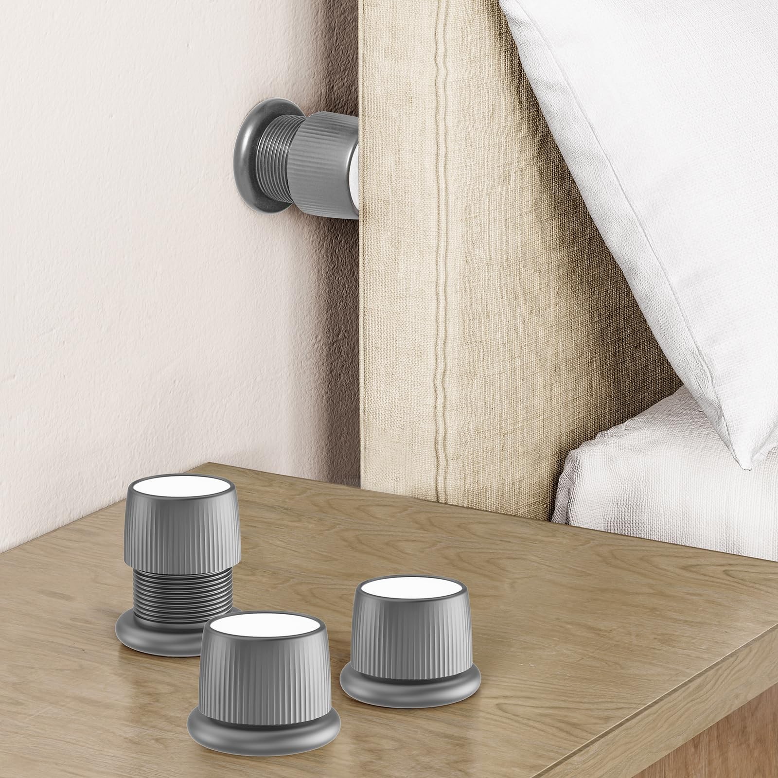 Adjustable Bed Risers 4 PCS Gray 1.6-2.6 Inch Heavy Duty Furniture Lift Blocks