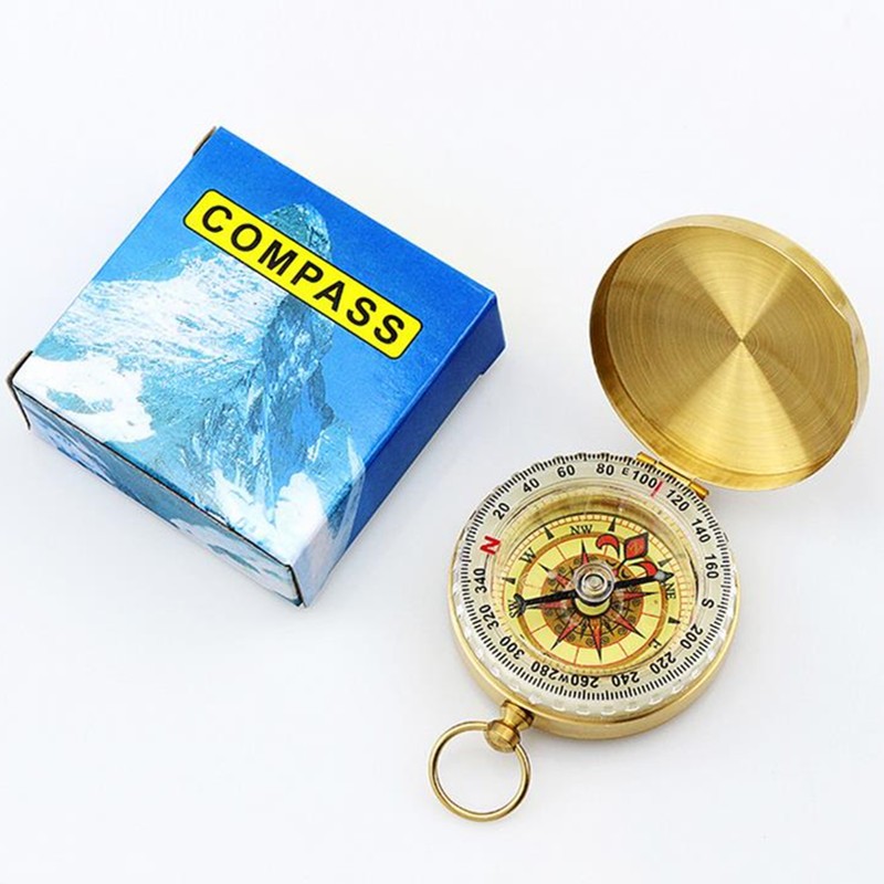 Luminous Pocket Brass Watch Style Military Army Compass Outdoor Camping Keychain