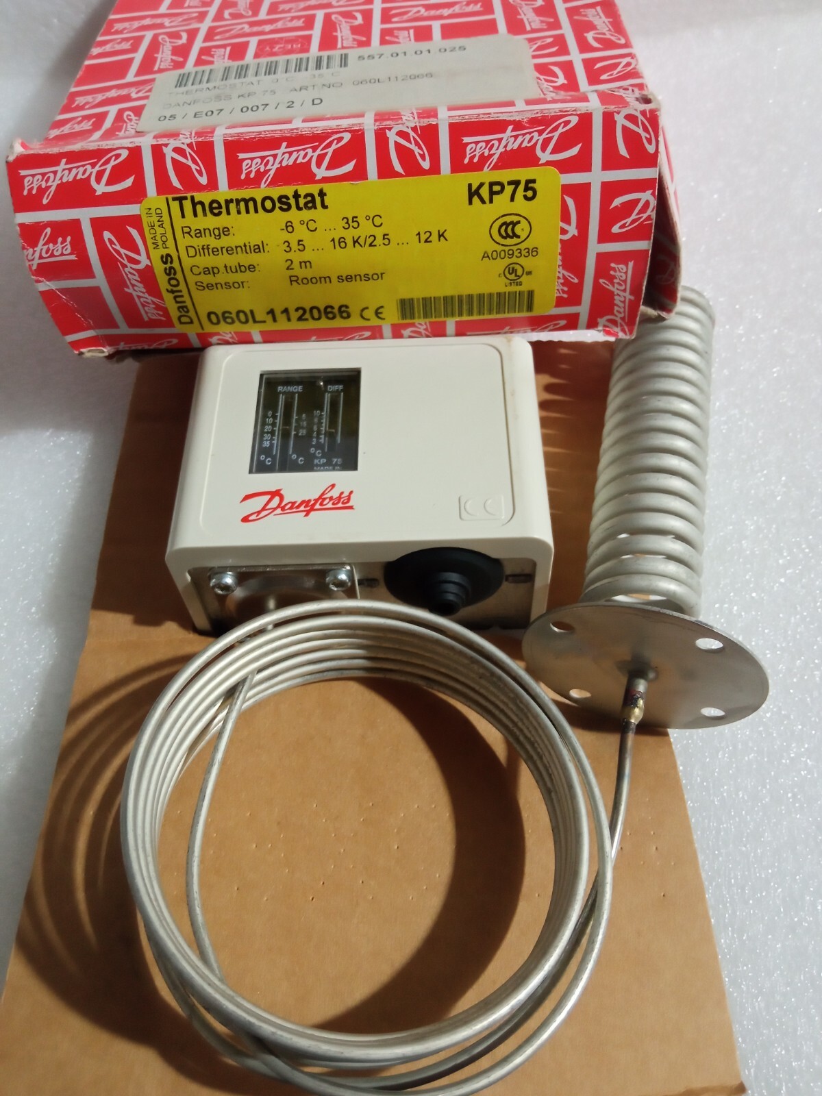 DANFOSS KP75 060L112066 THERMOSTAT RANGE -6°C.....35°C THERMOSTAT NEW