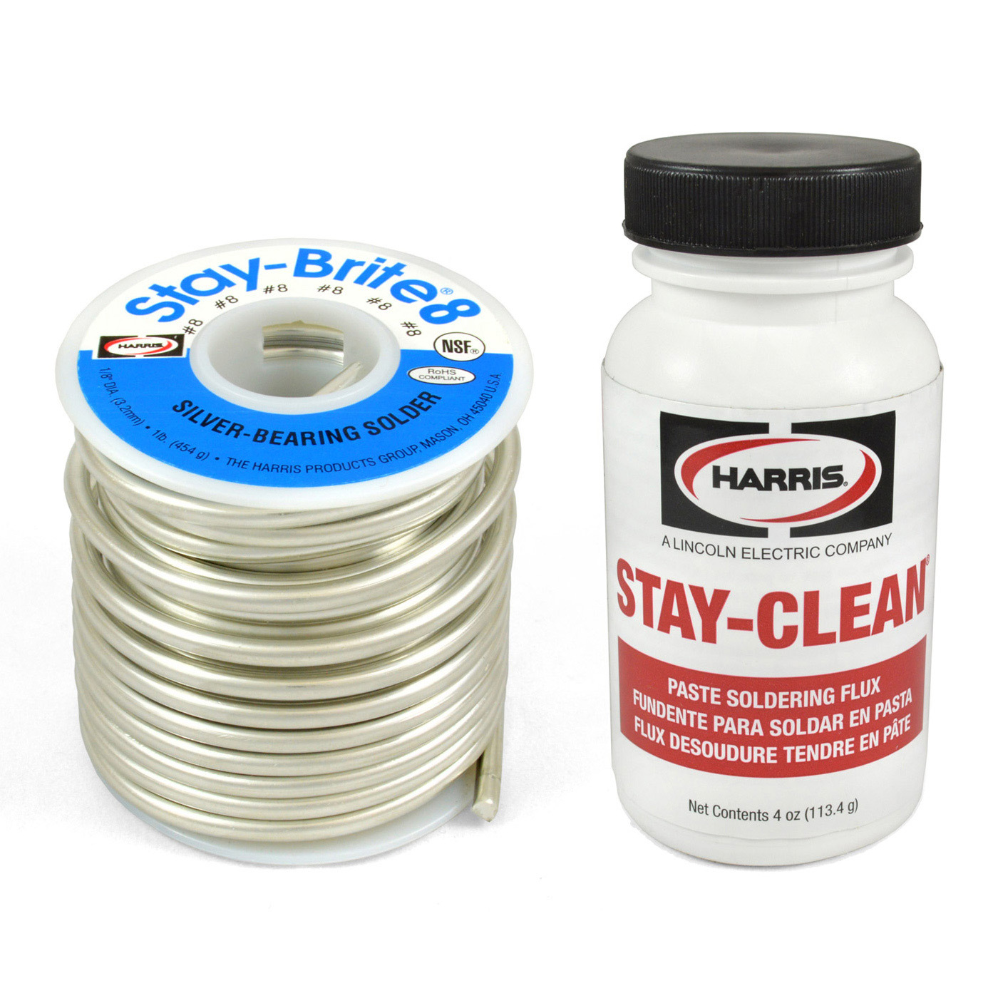 Harris Solder Kit SB861 & SCPF4 - Stay-Brite #8 Silver Bearing Solder with Flux
