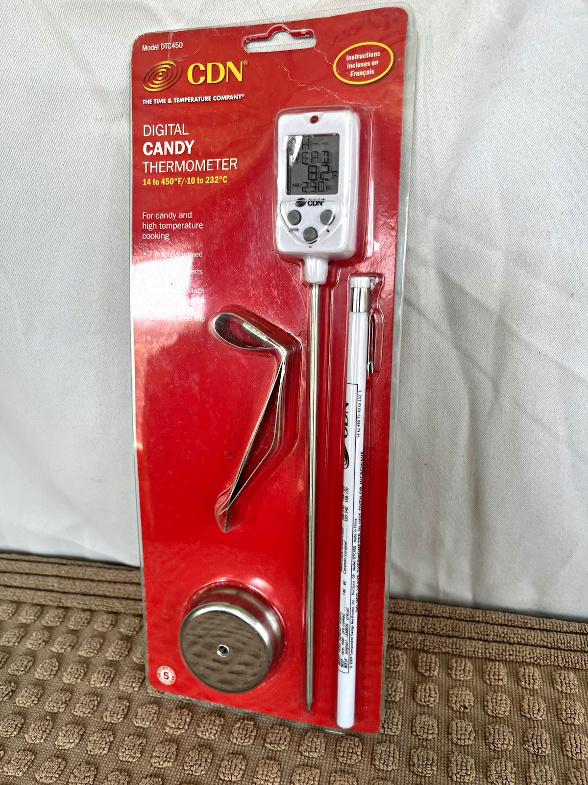 CDN DTC450 Digital Candy Thermometer, Thermocouple, White, Steel/Plastic