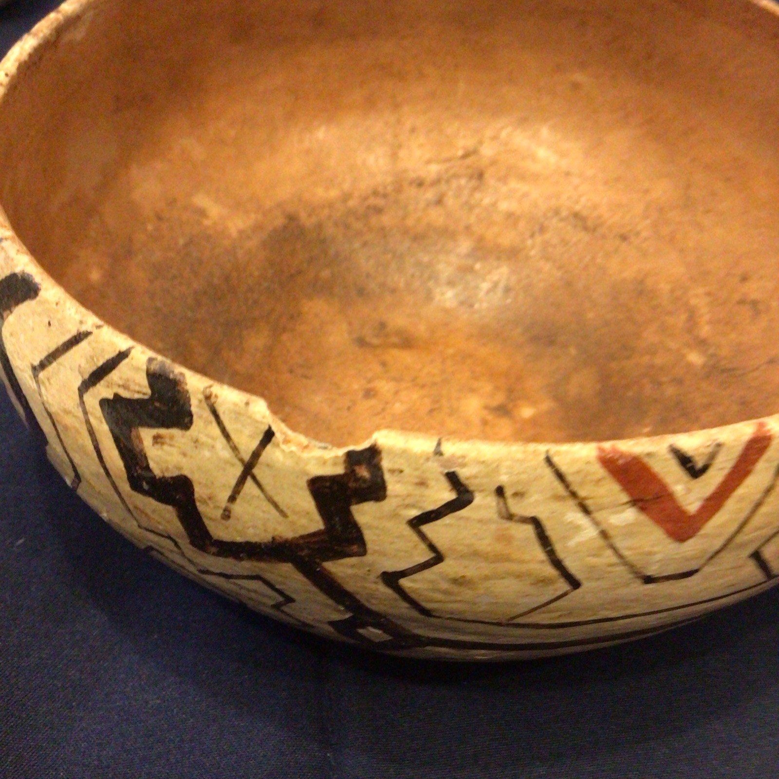 Peruvian Shipibo Handmade Painted Ceramic Bowl with Geometric Designs