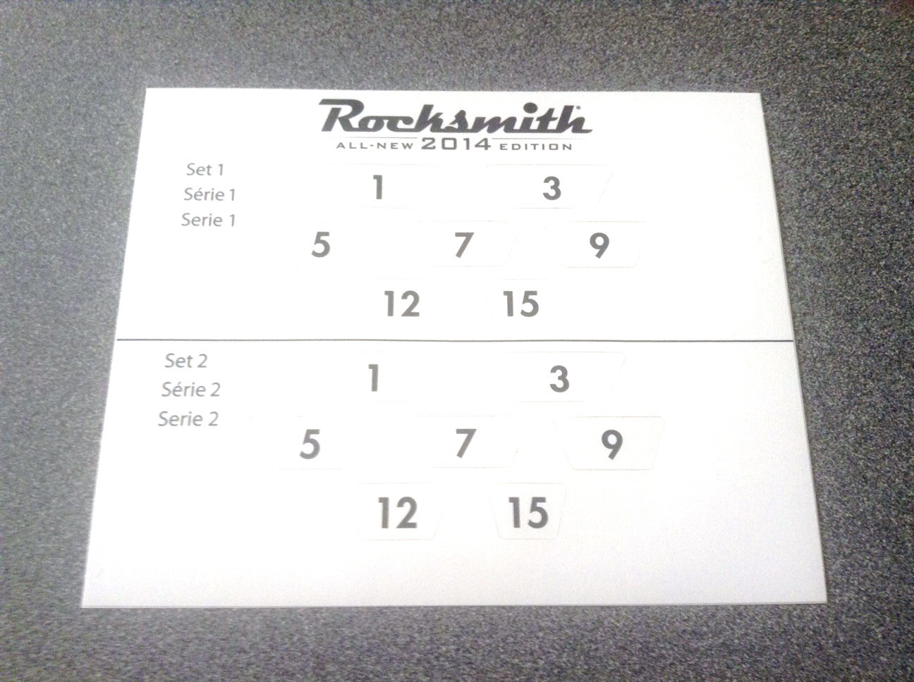 Rocksmith 2014 Guitar Fret Number Stickers -Two Sets Per Sheet     NEW