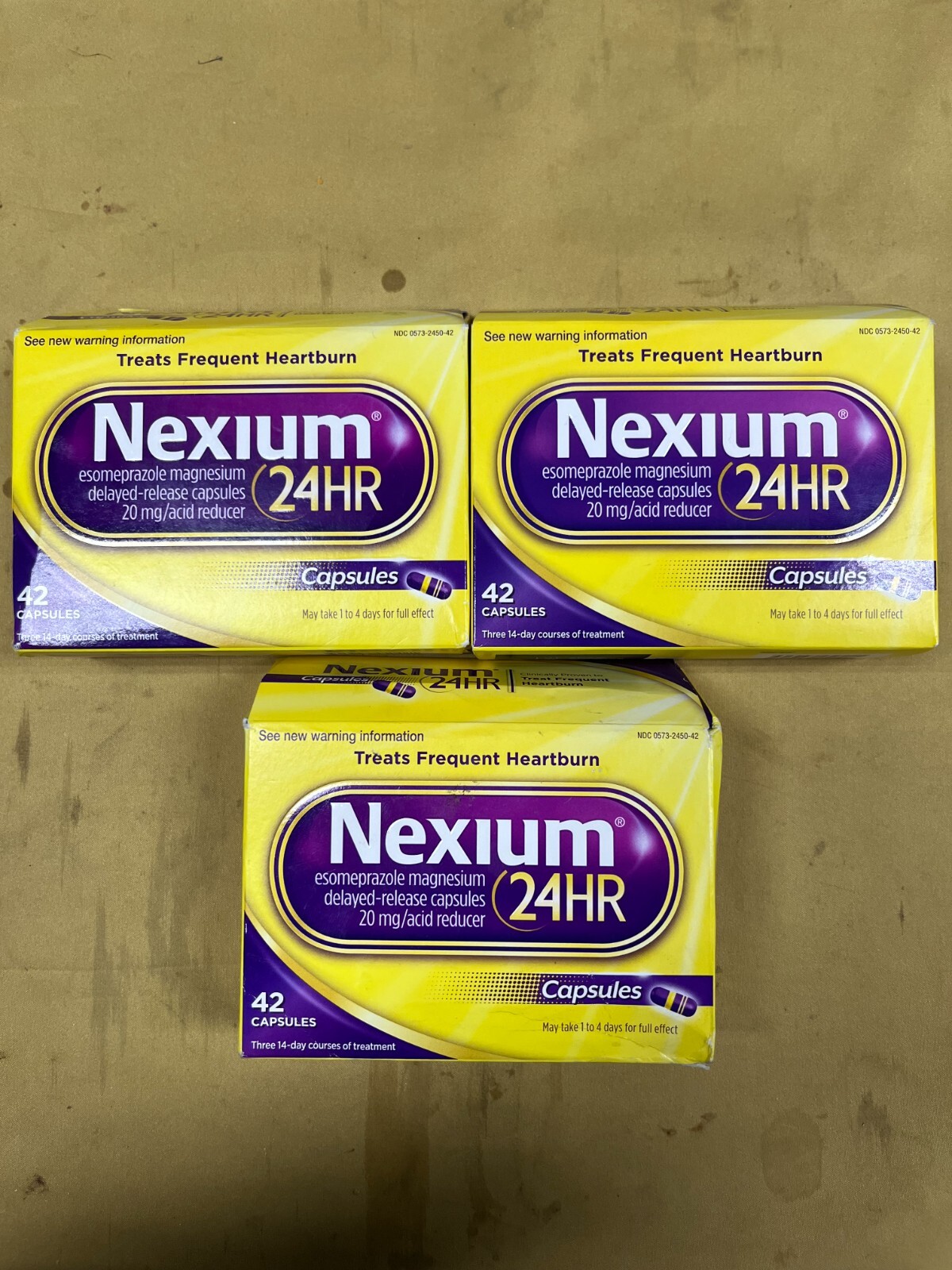 3 New Nexium 24HR 20mg Acid Reducer - 42 Capsules Each Box Exp. 09/2028+