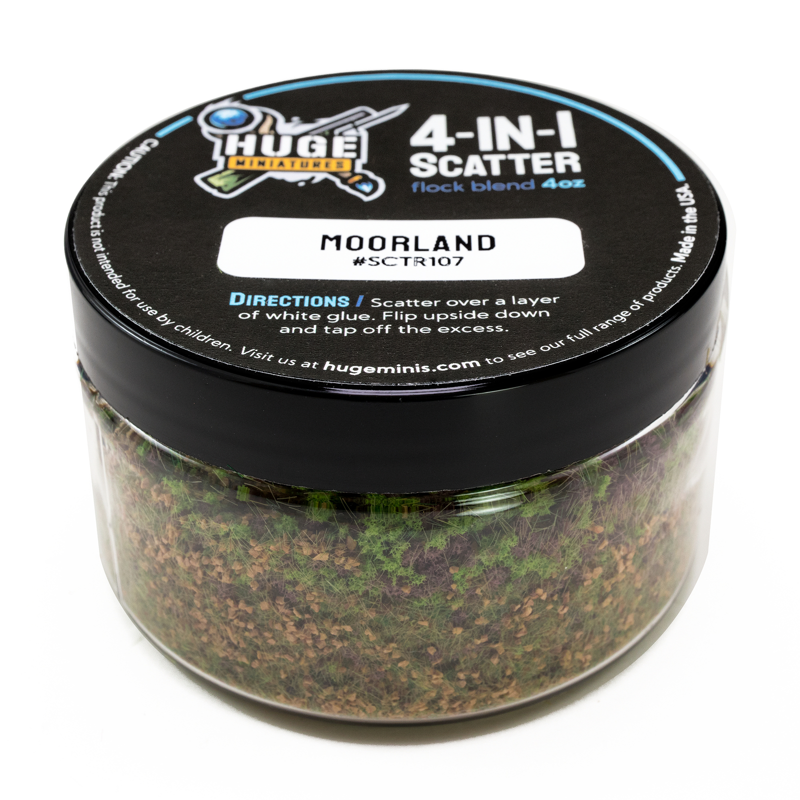 Huge Miniatures 4-in-1 Scatter, Moorland Scenic for Basing and Diorama – 4oz Jar