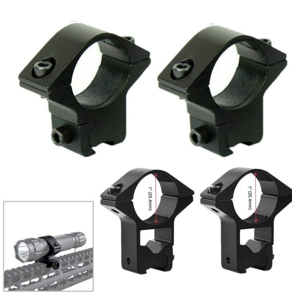 2/4Pcs 1" Scope Rings Low/High Profile 11mm Dovetail See-Thru Scope Ring Mount