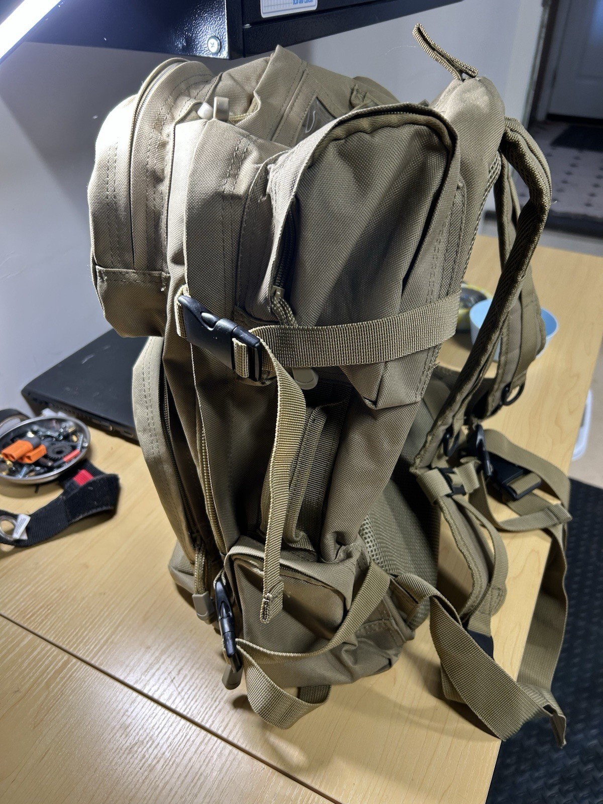 Smith & Wesson M&P Tactical Backpack Tan Nylon MOLLE Webbing Adjustable Straps