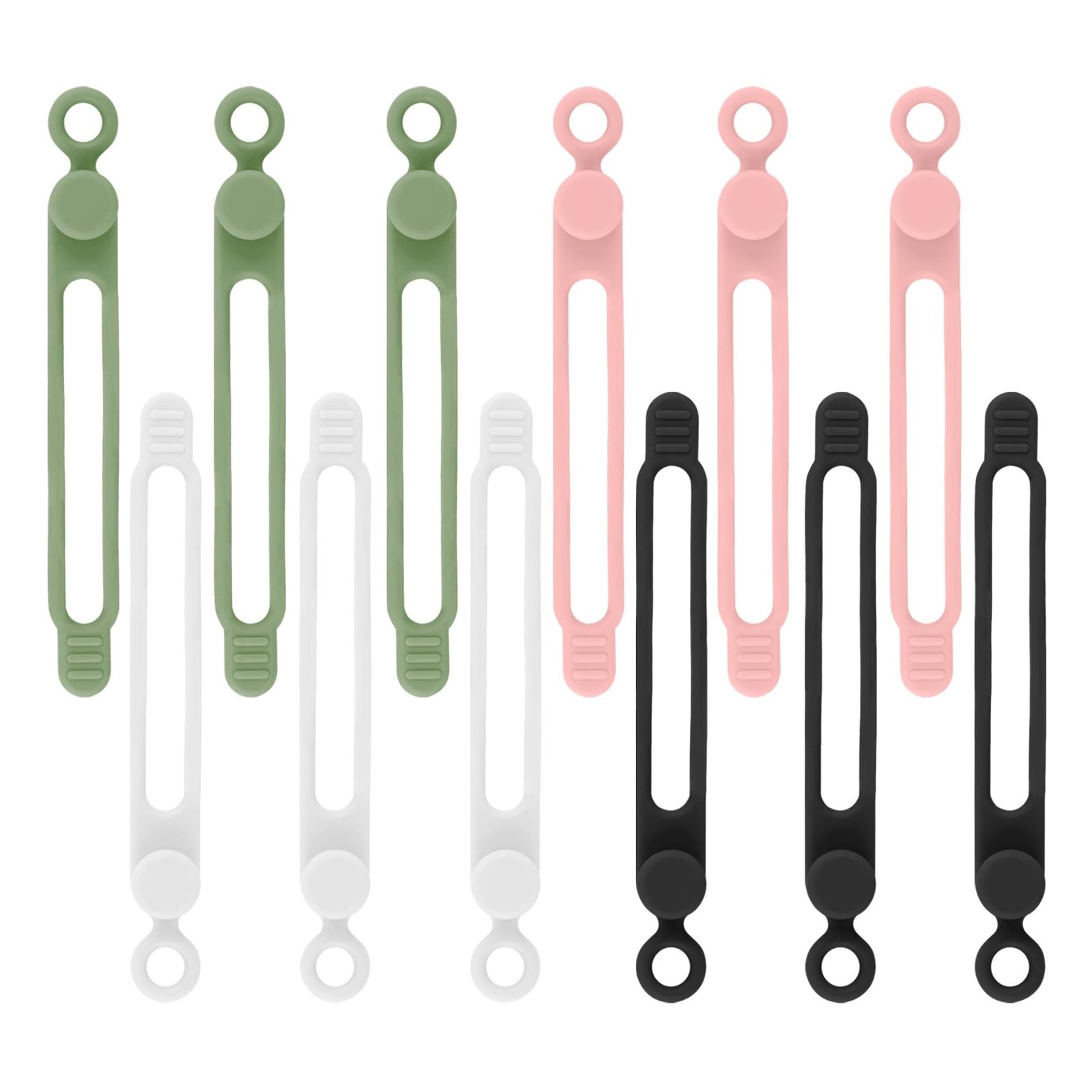 12Pcs Silicone Cable Ties, Reusable Cable Organizer, Multicolor Straps for Ch...