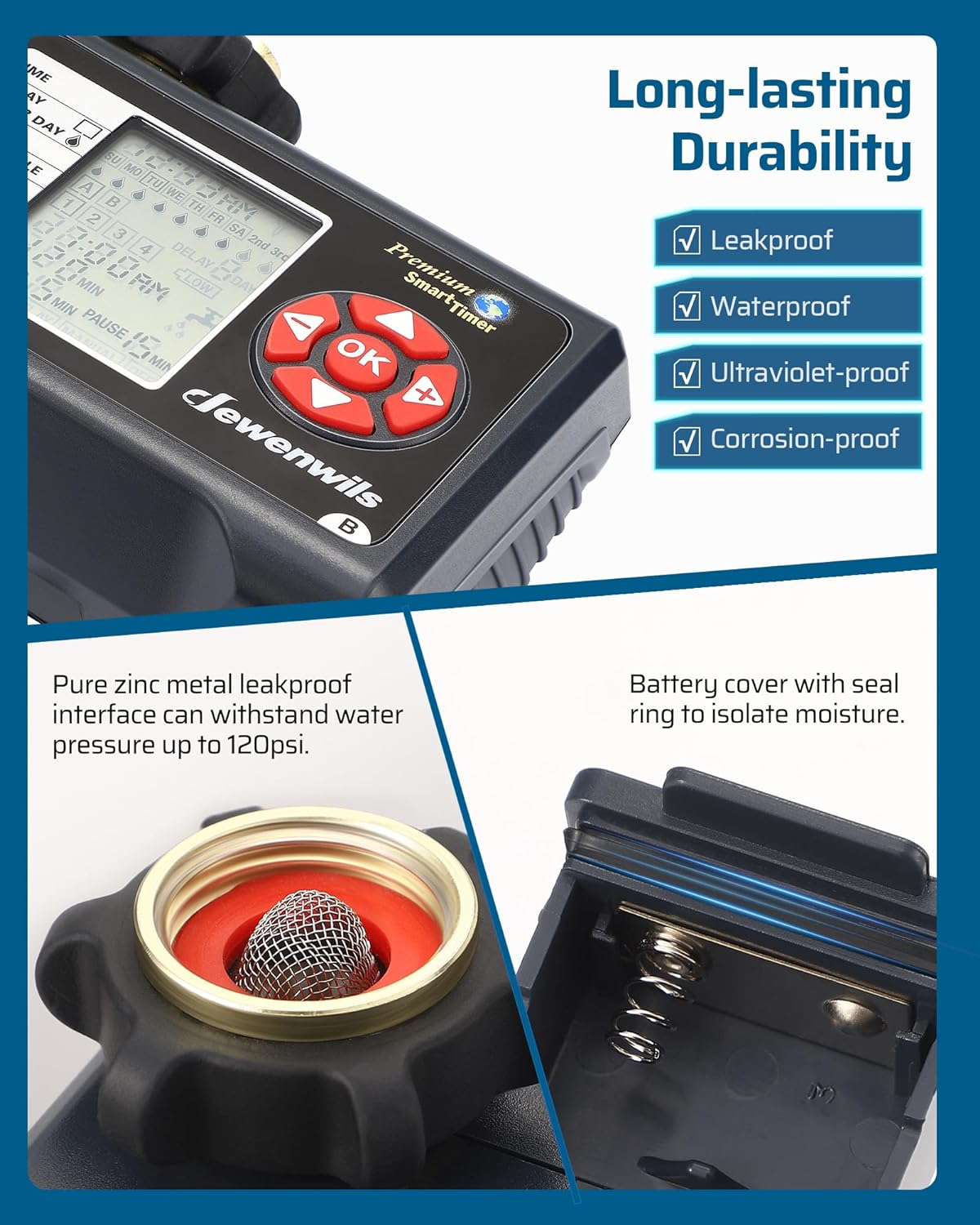 Sprinkler Timer 2 Zone, Water Timer for Garden Hose, Programmable Hose Timer Fau