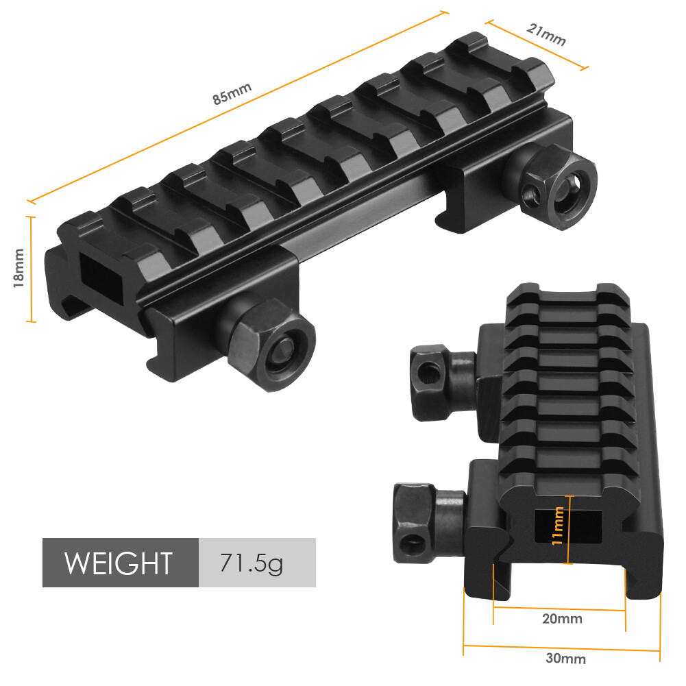 8 Slots Low Profile Scope Riser 0.5 Inch See Through Mount 20mm Picatinny Rail