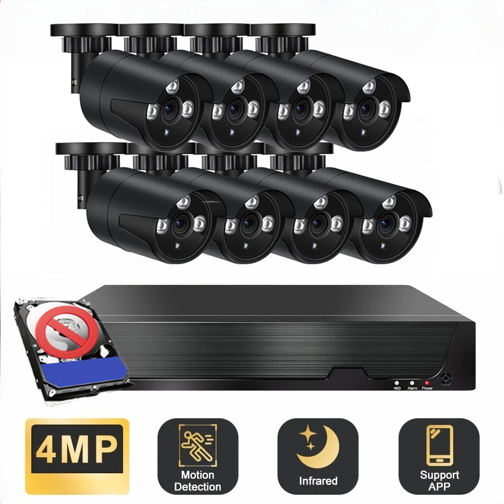 8CH 4MP Lite DVR 4MP  Outdoor CCTV Security Camera System Kit Night Vision UK