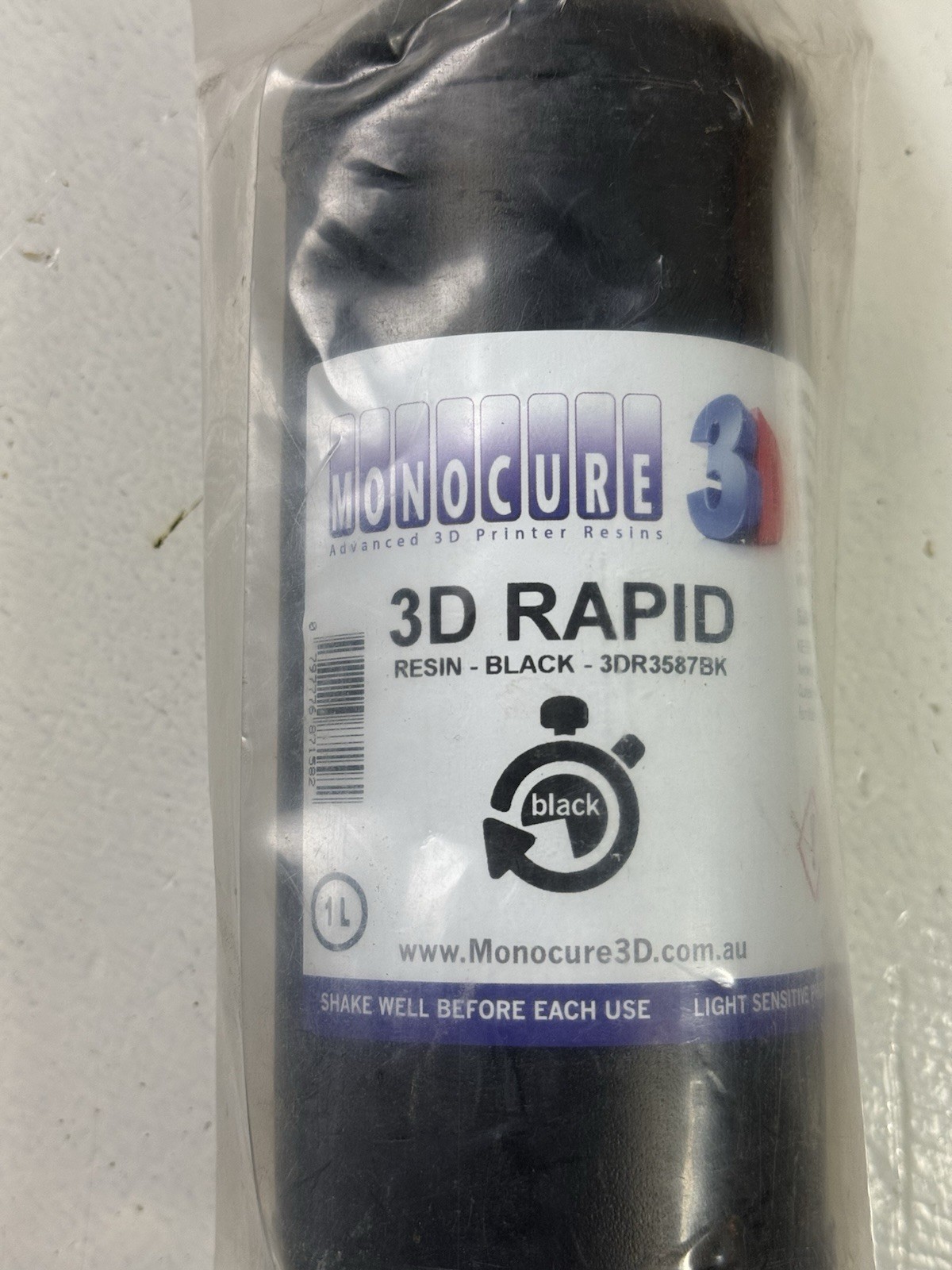 Monocure Rapid 3D Resin for DLP UV Cure 3D Printers - Black - Factory Sealed