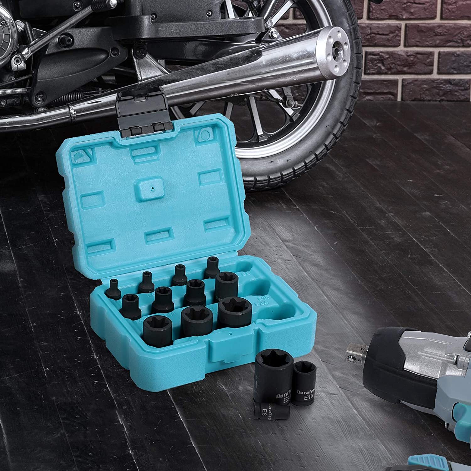 DURATECH 14PC External Star Impact Socket Set w/Case E4 to E24 1/4''3/8''1/2''
