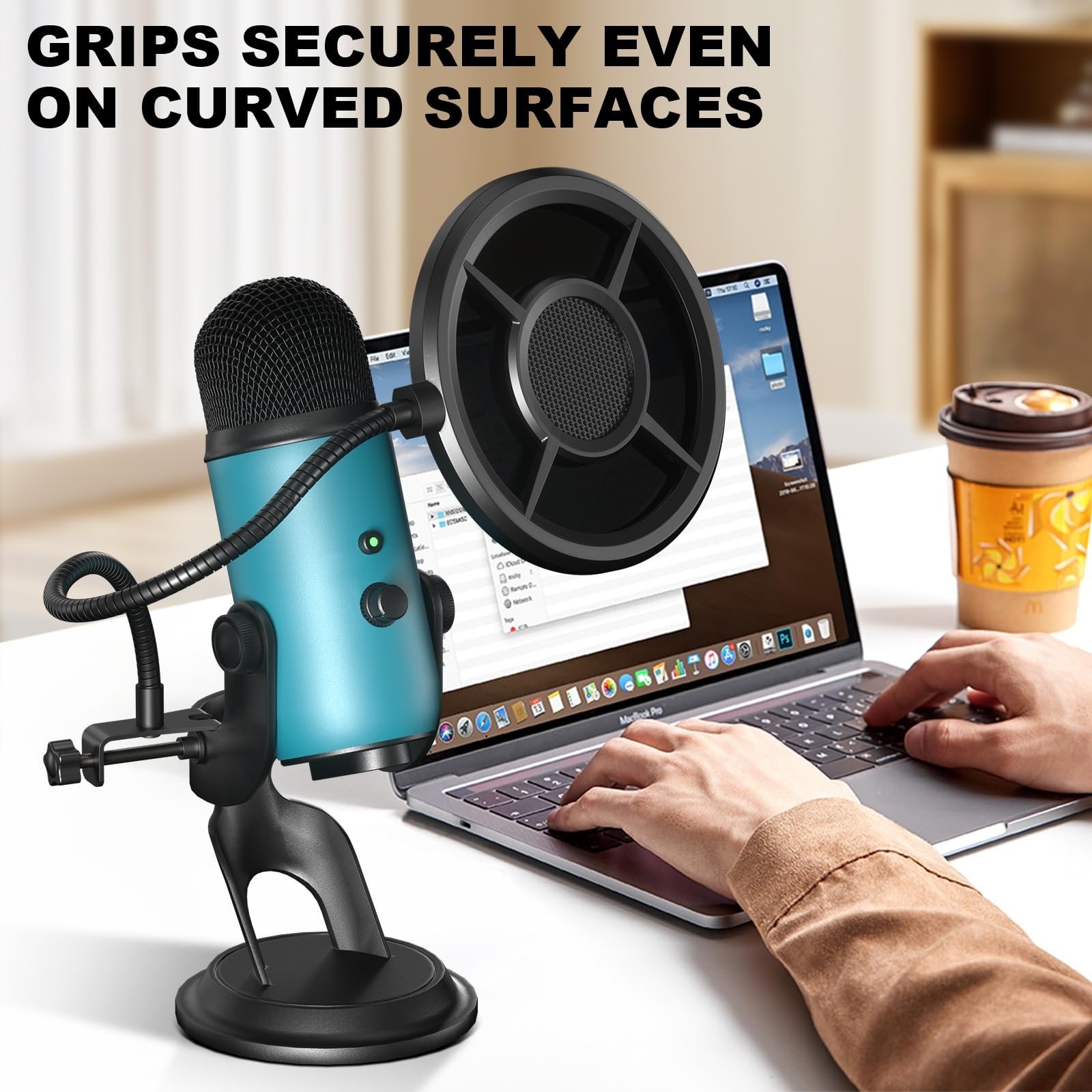 Aokeo Pop Filter Microphone Shield with Adjustable Gooseneck Clip