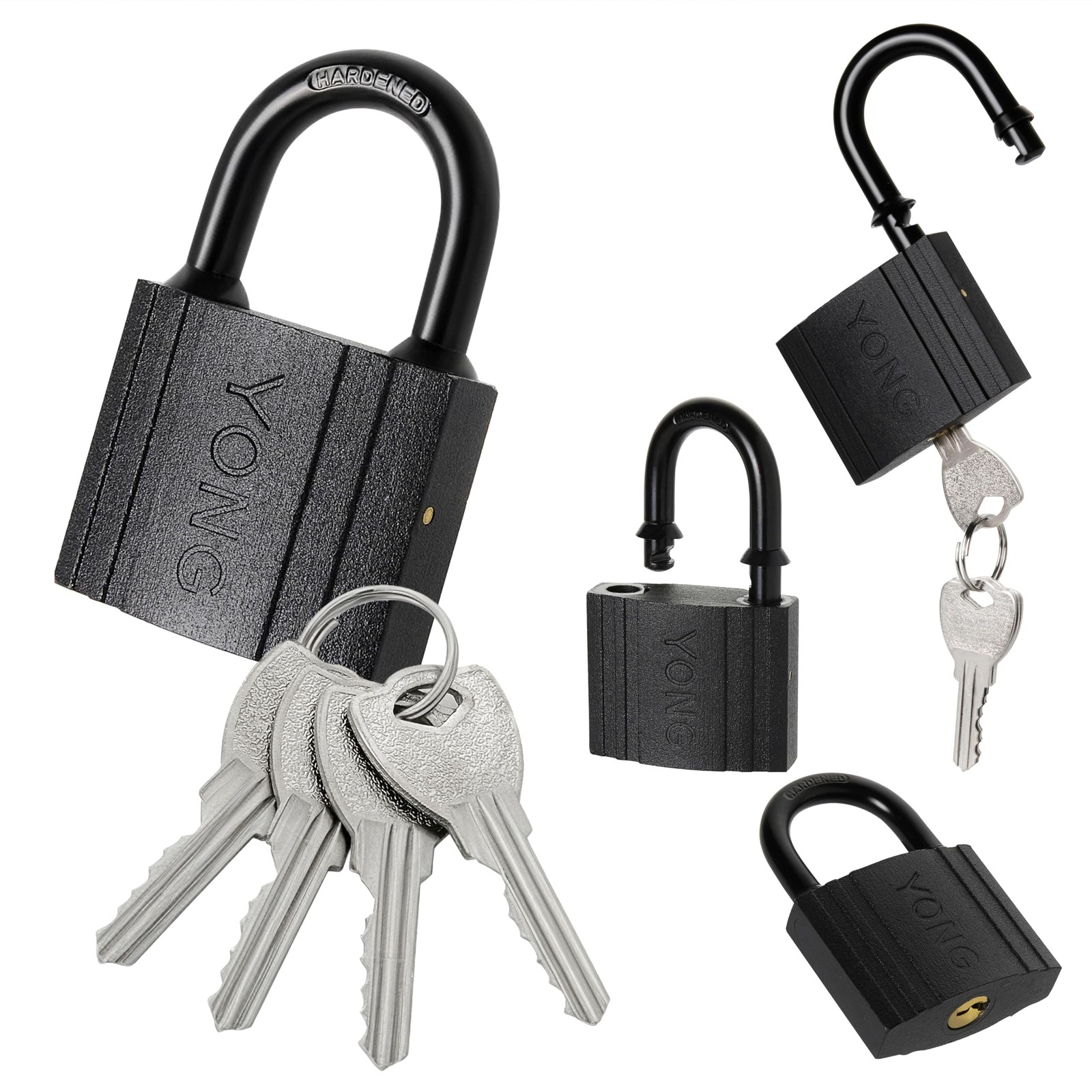 50mm Black Heavy Duty Lock with Keys Theft Short Shackle Padlock for Lockers ...