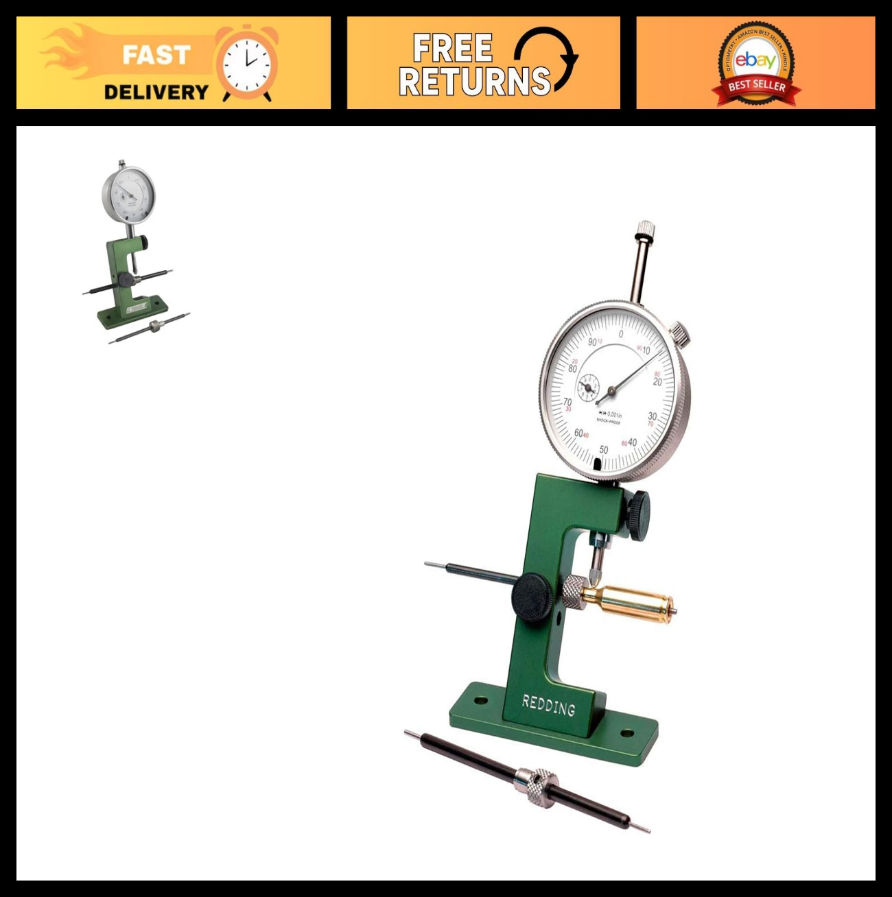 Precision Reloading Case Neck Gauge for .17 & .338 Caliber - Accurate Measuremen