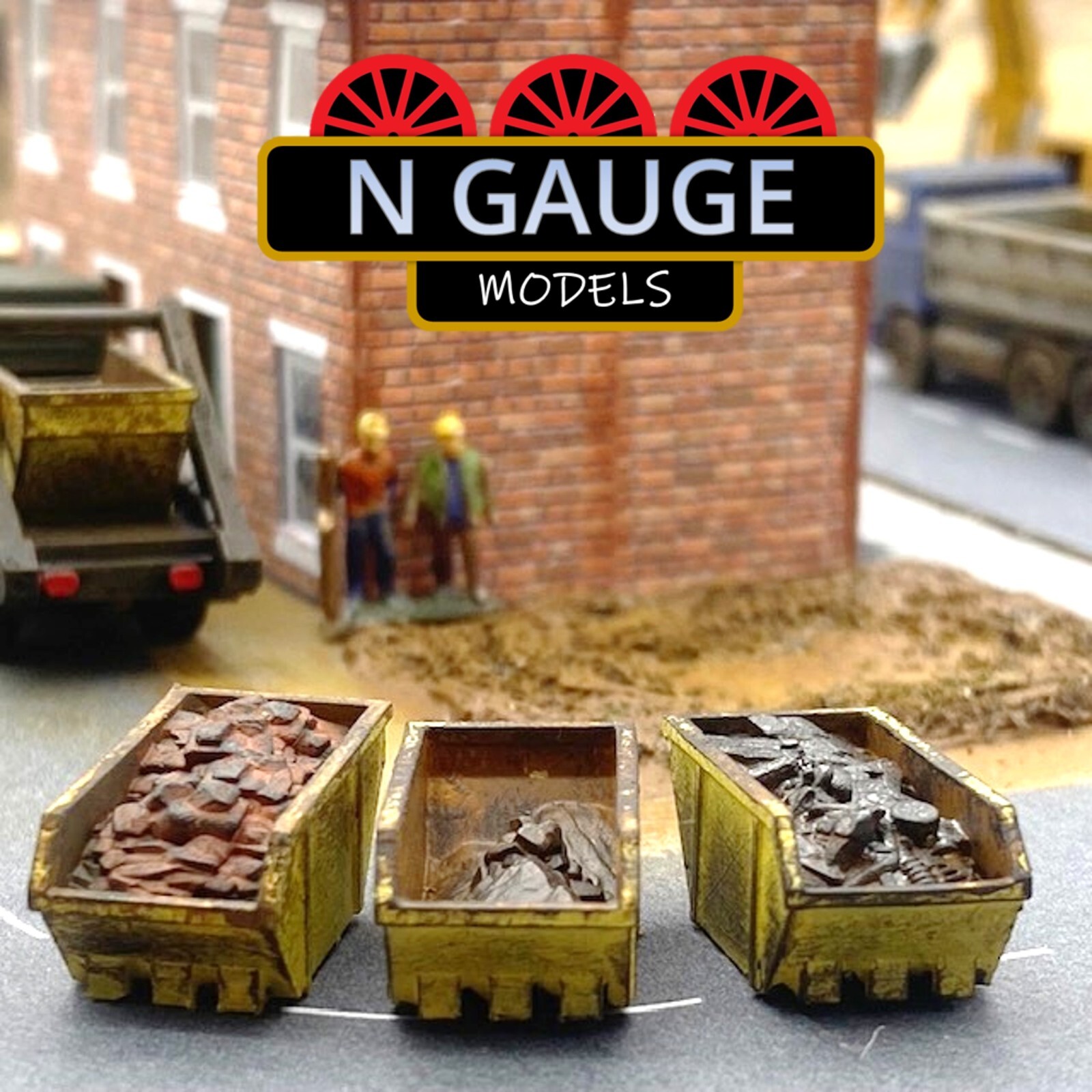 PAINTED- N Scale Gauge 1:148 -Refuse Skip's (Scrapyard Junkyard Dumpster 1:160 )