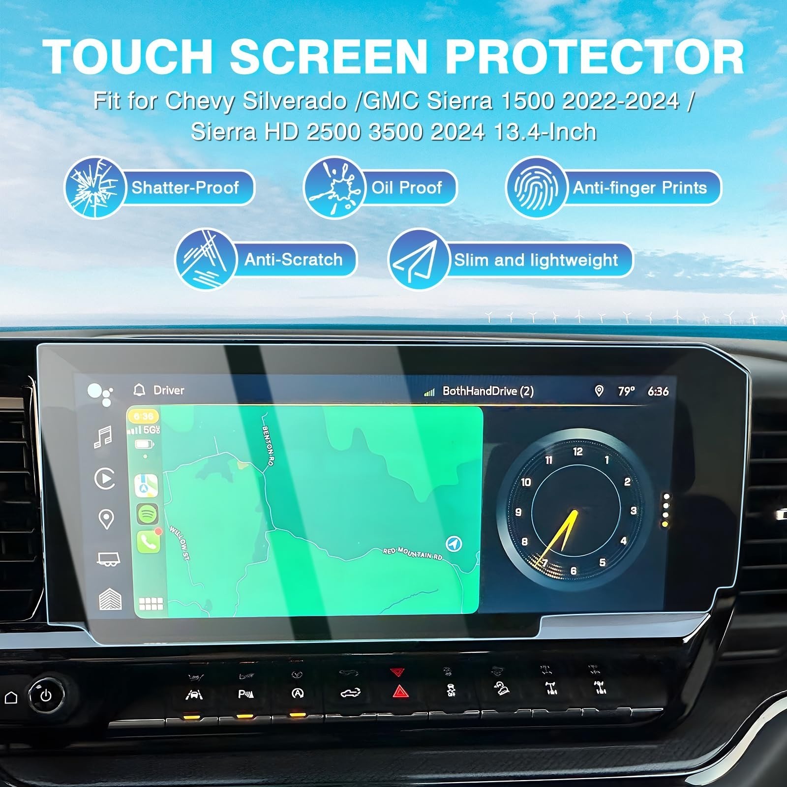 Karltys 2 Pack 13.4" Screen Protector for 2022-2025 Chevy Silverado