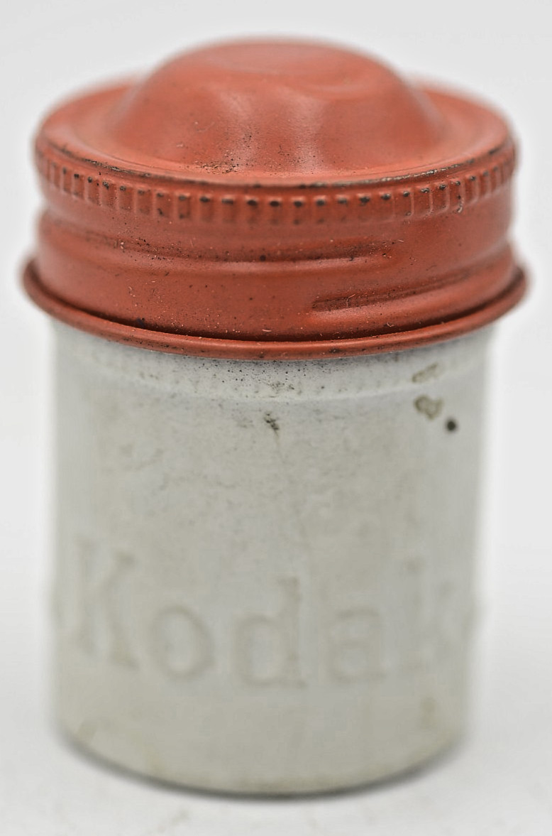 KODAK Panatomic-X Metal Film Canister, Embossed Rare White/ Orange 35mm Film
