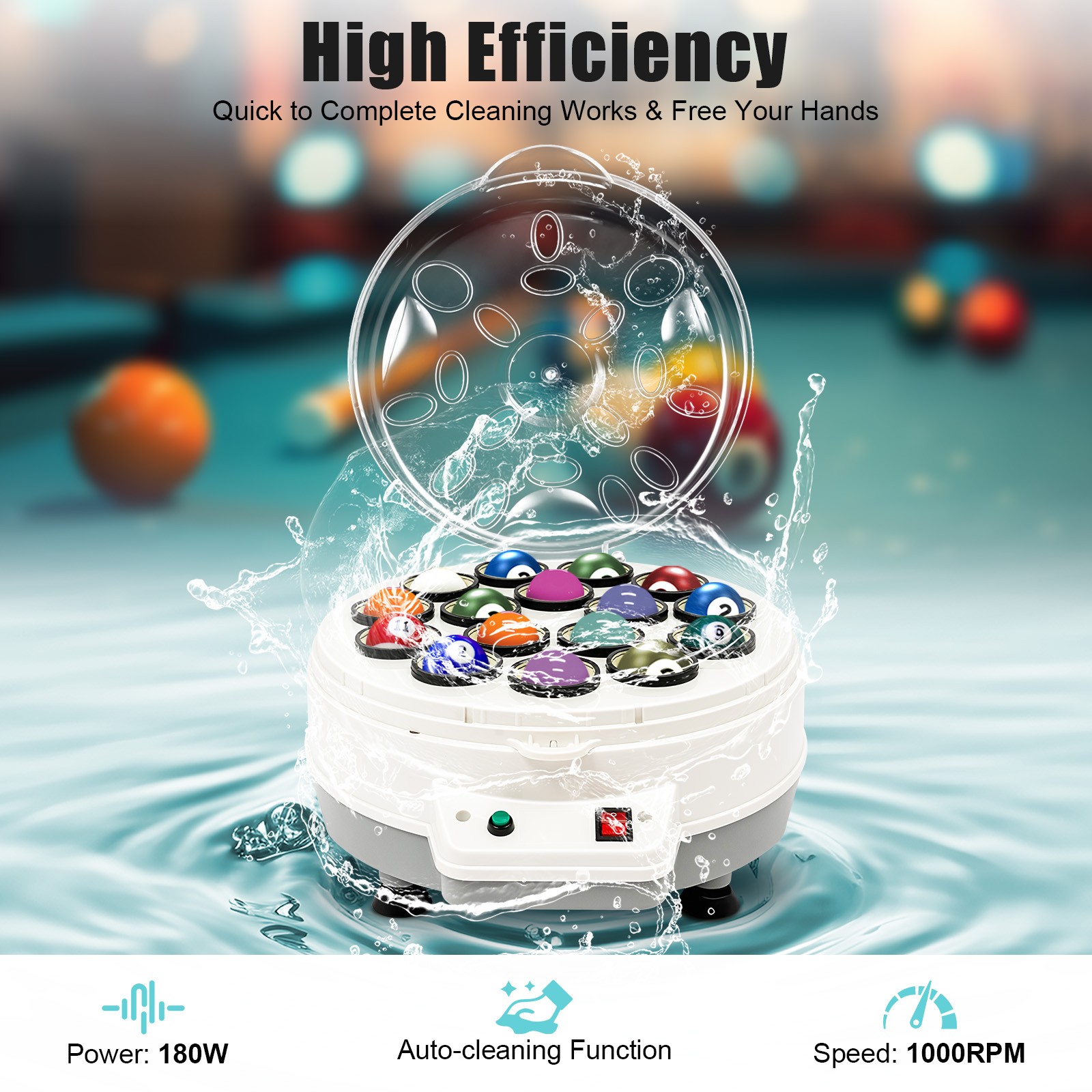 Automatic 16 Pool Balls/Snooker Cleaner Machine Billiard Balls Cleaning Polisher