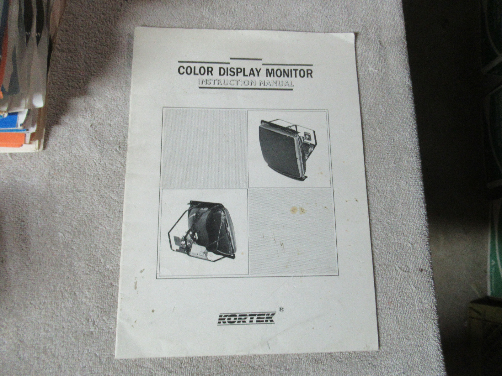 KORTEK ZENITH  9"  TO 25" MONITOR original vintage arcade game manual