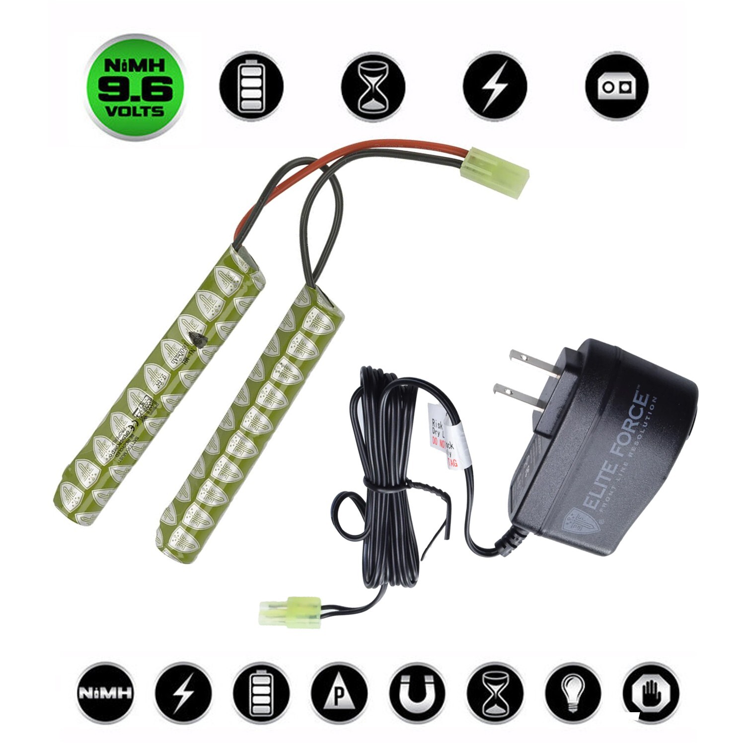 Umarex Airsoft Battery 9.6v NIMH 1600mAh Battery and Smart Charger (Tamiya)