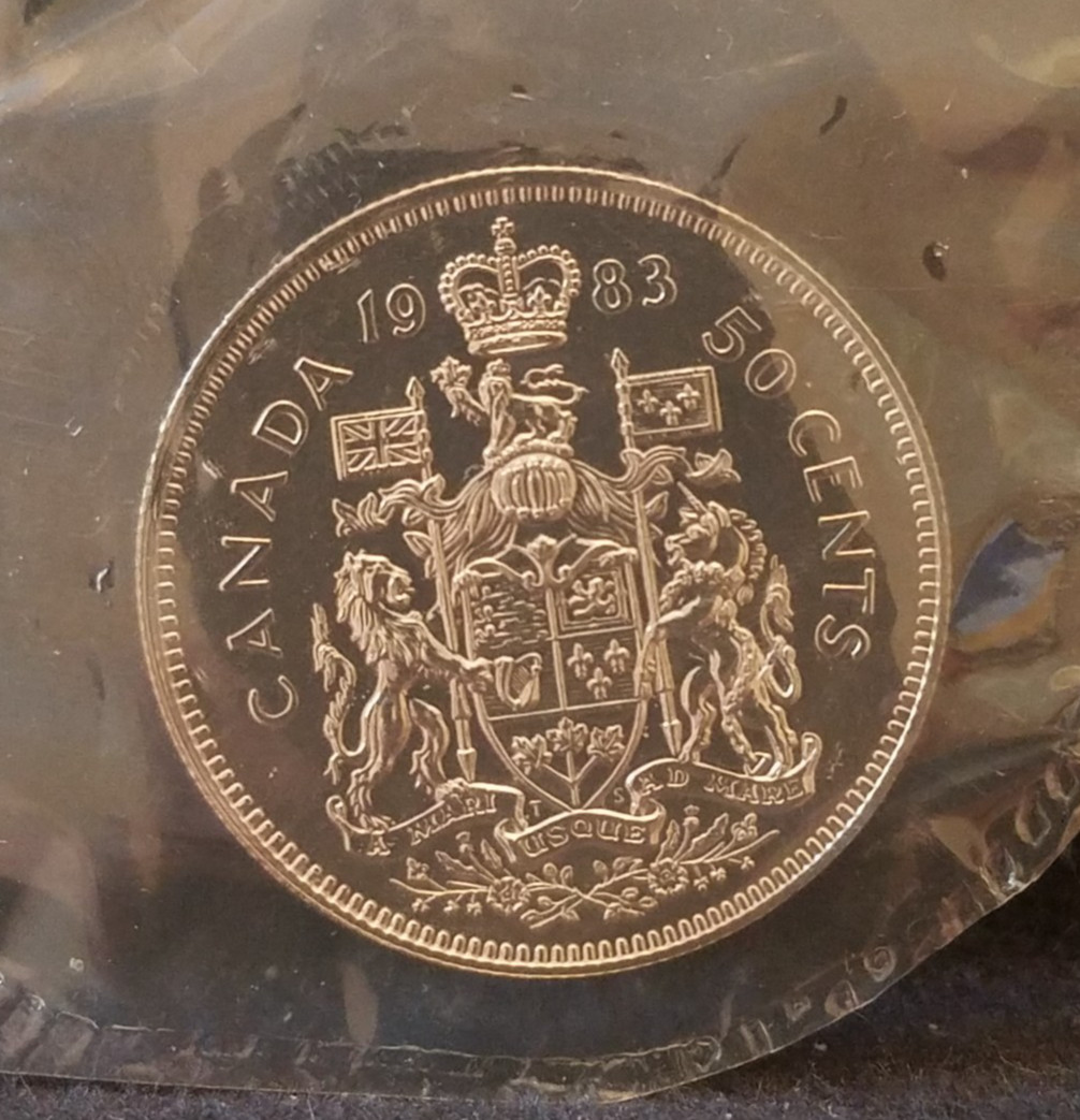 1983 Canada 50 cents, Elizabeth II, gem from P/L set, KM-75.3 (CA2)