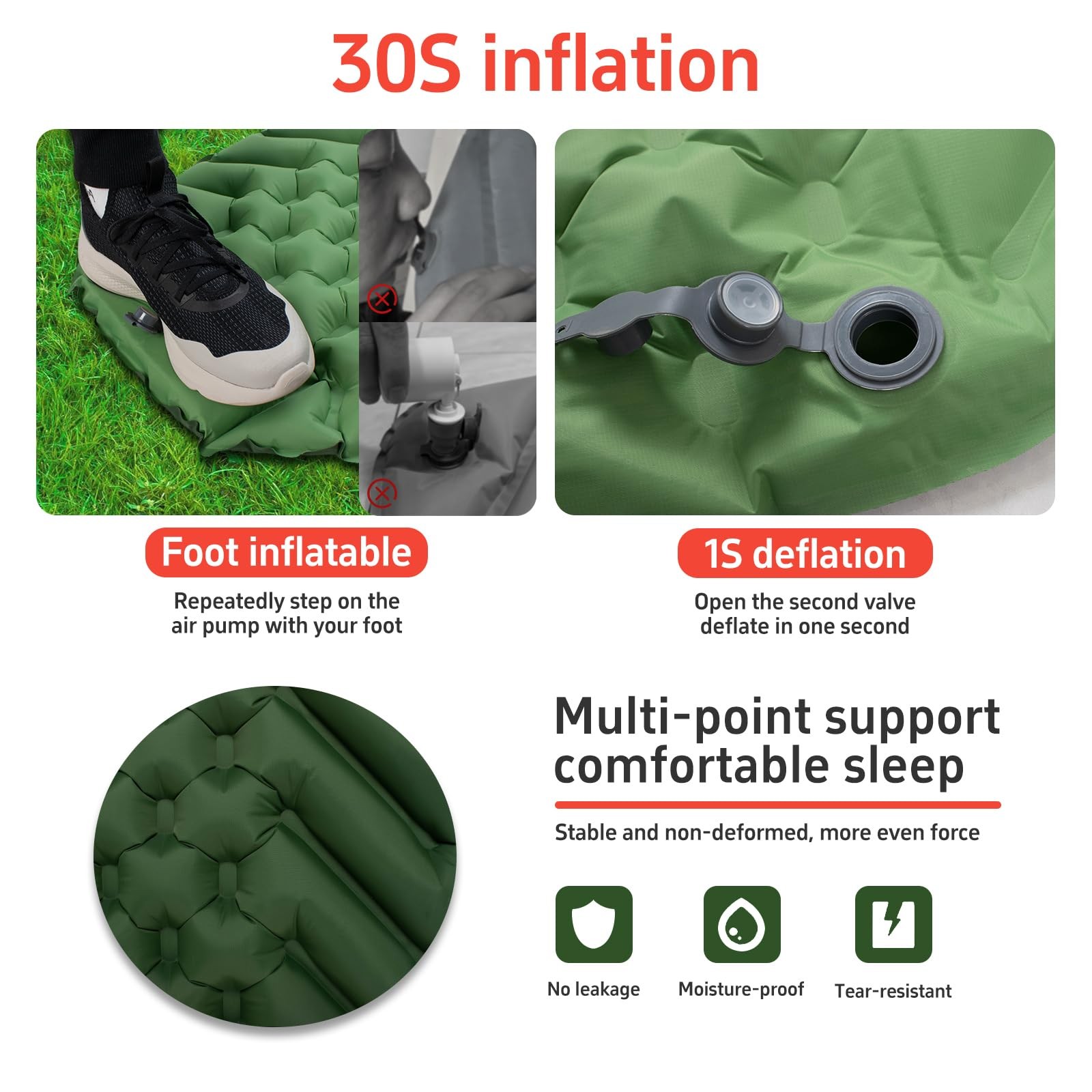 Camping Sleeping mat and Inflatable Pillow - Set, Portable, Ultra-Light, Thic...