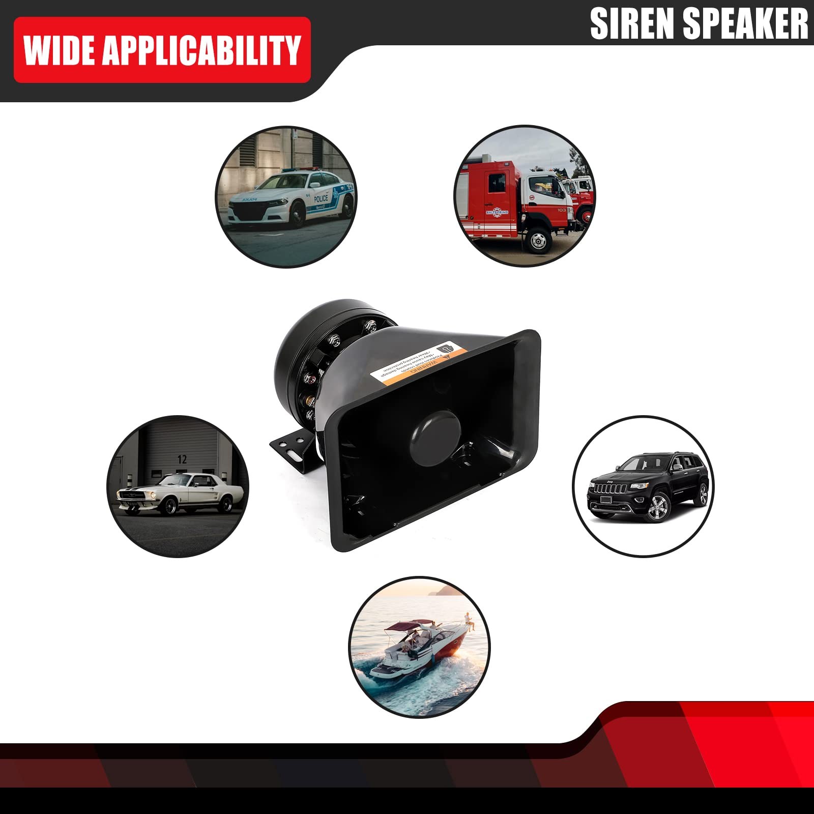 High Performance Siren Speaker Speaker, Black