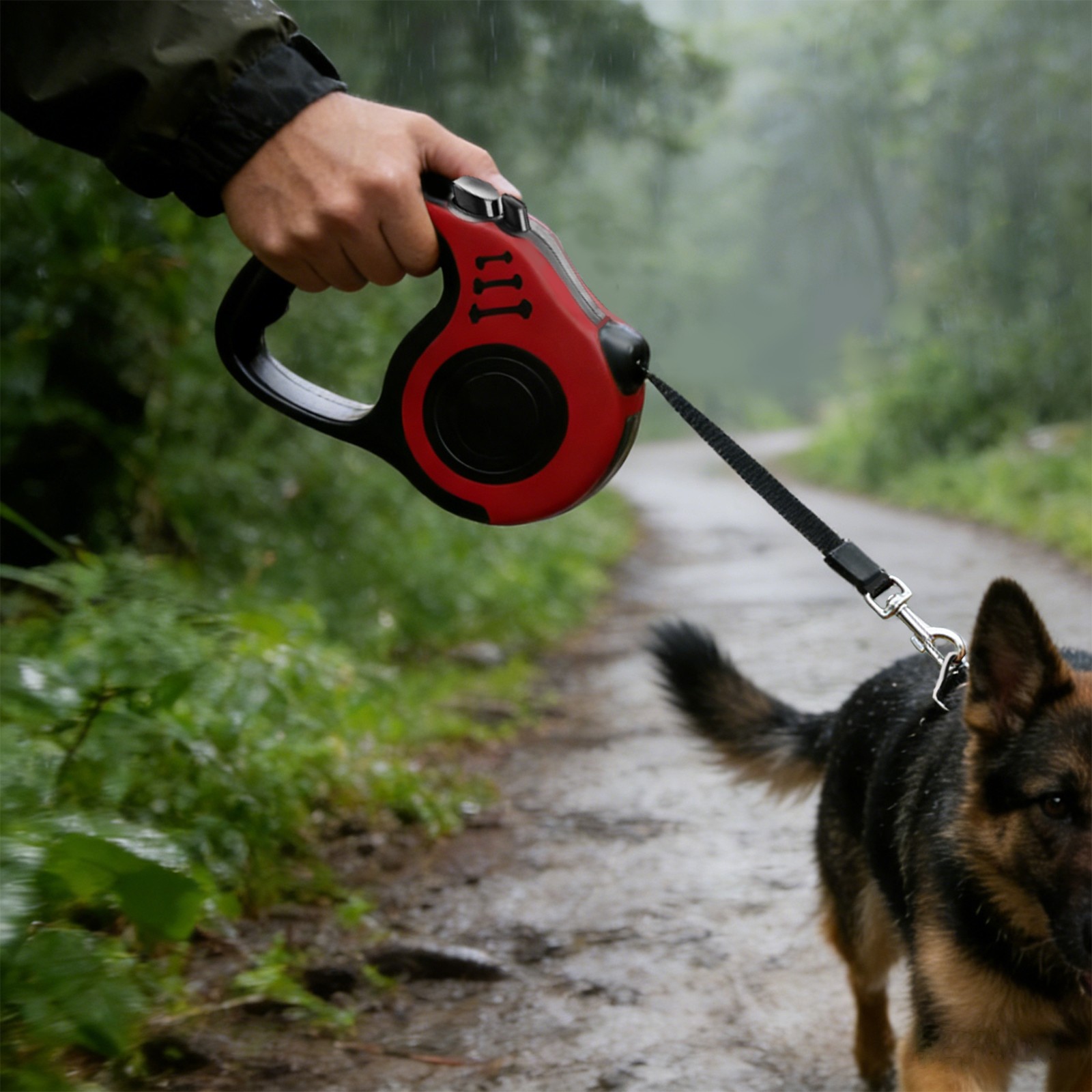 Retractable Dog Leash Auto Lock Anti Pull for Small Medium Dogs Red