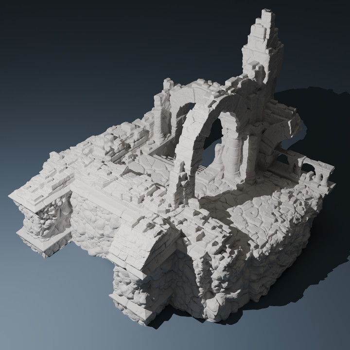 Romanesque Temple Corner 4 low 2 | Wargame Terrain | 1 Piece | FDM printed
