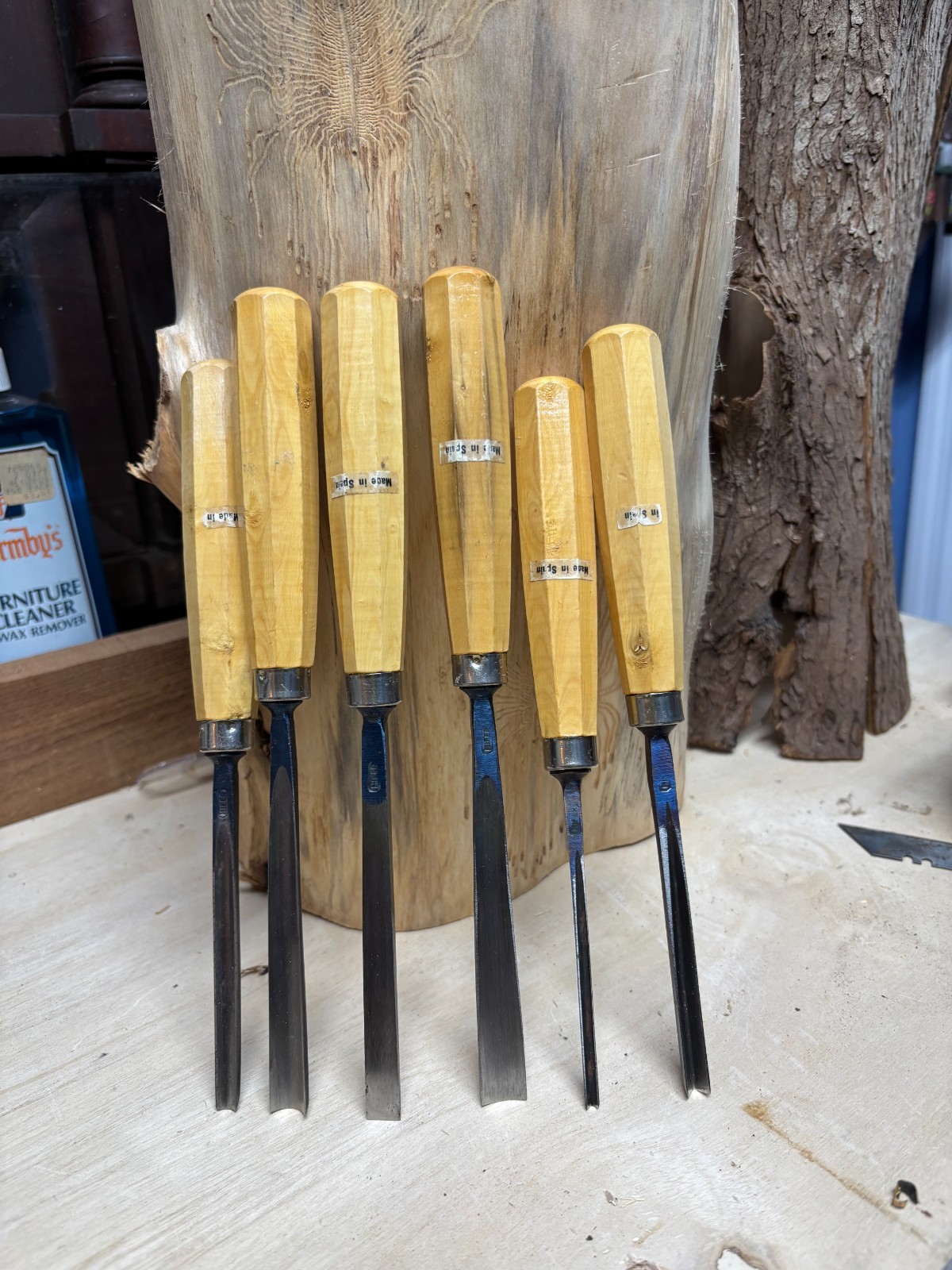 6 Vintage Mifer Wood Carving Tools Slightly Used - Clean and Hone needed