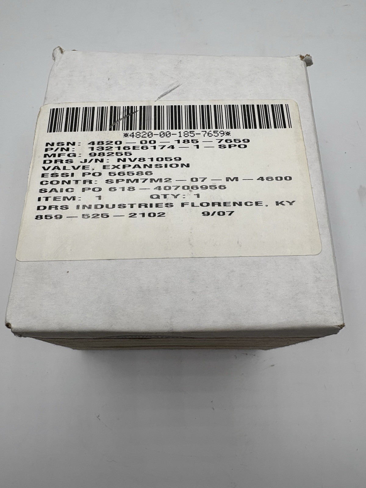 Emerson Valve Expansion P/N 13216E6174-1 DSR NSN 4820-00-185-7659 Free Shipping