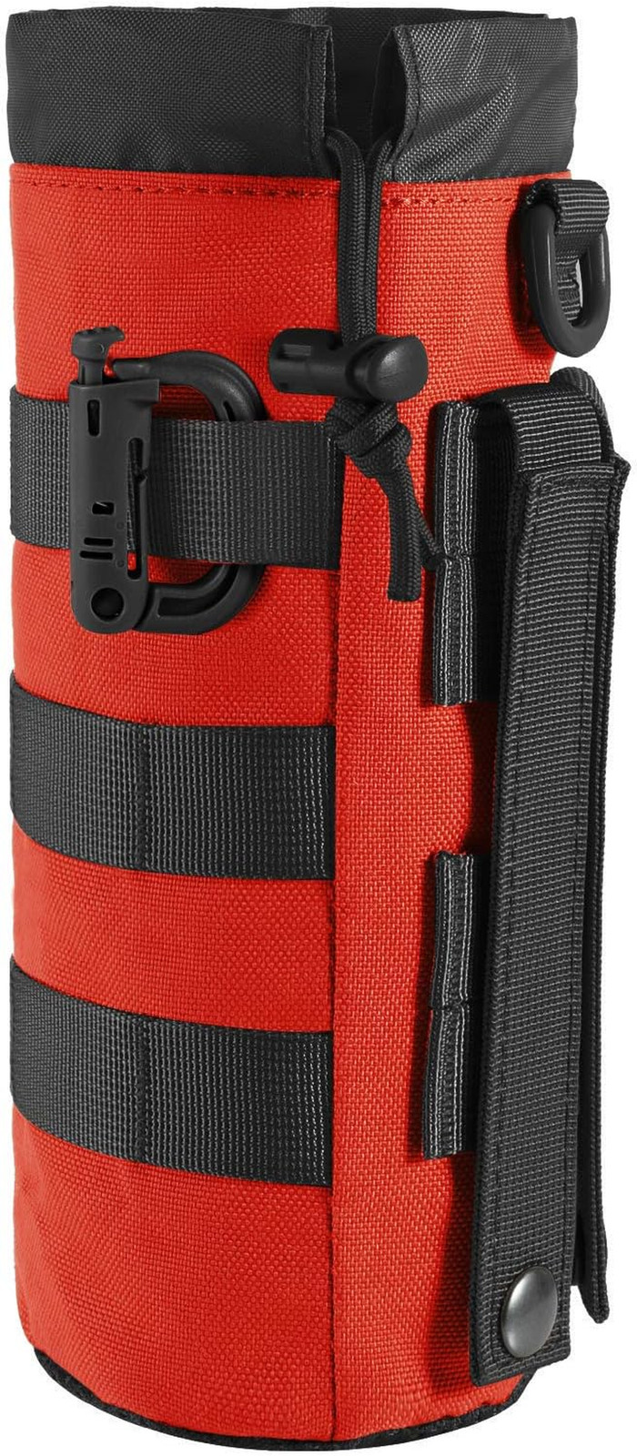Tactical MOLLE Water Bottle Pouch with Drawstring Open Top & Mesh Bottom, Milita