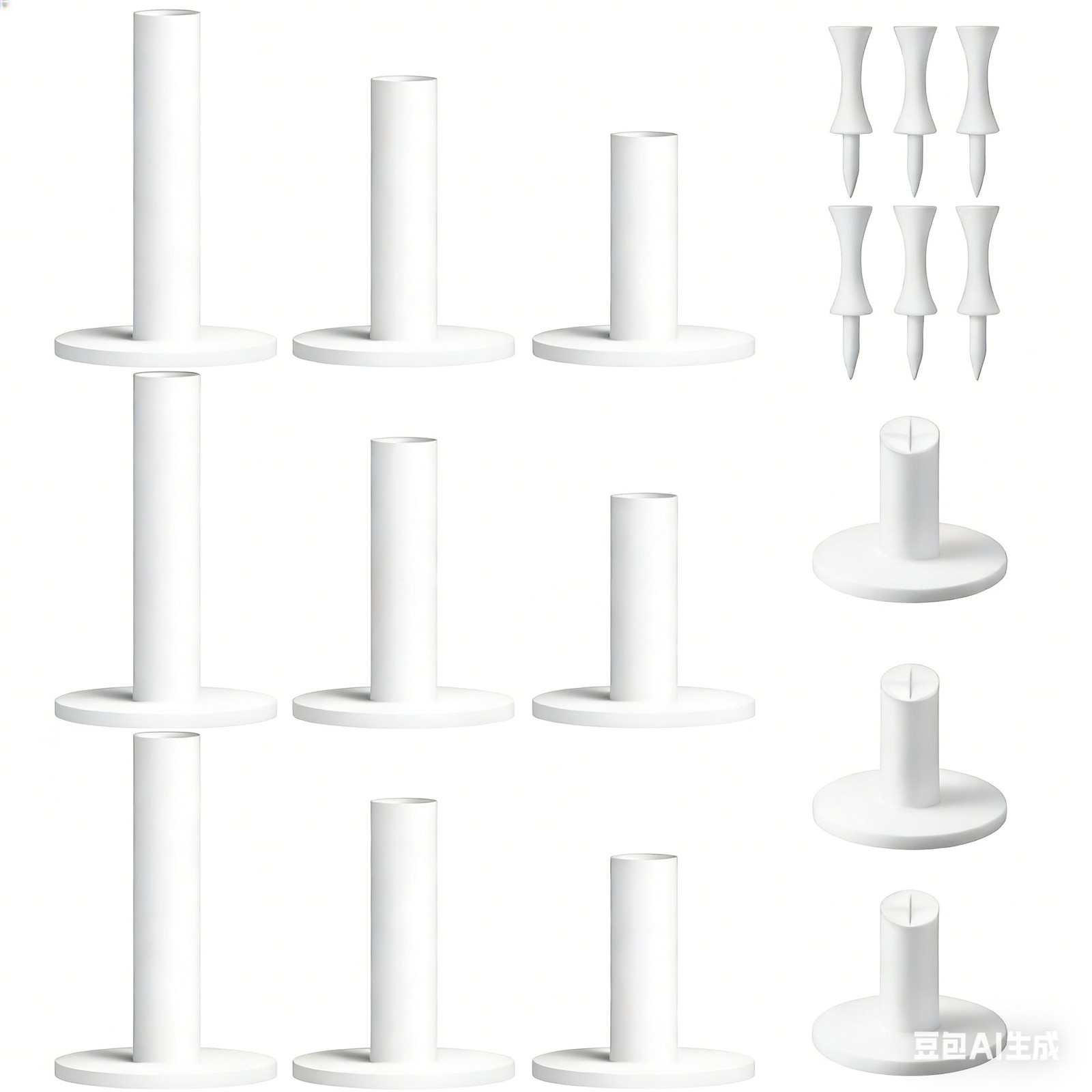 12 Pack Golf Rubber Tees with 6 Plastic Tees for Driving Range