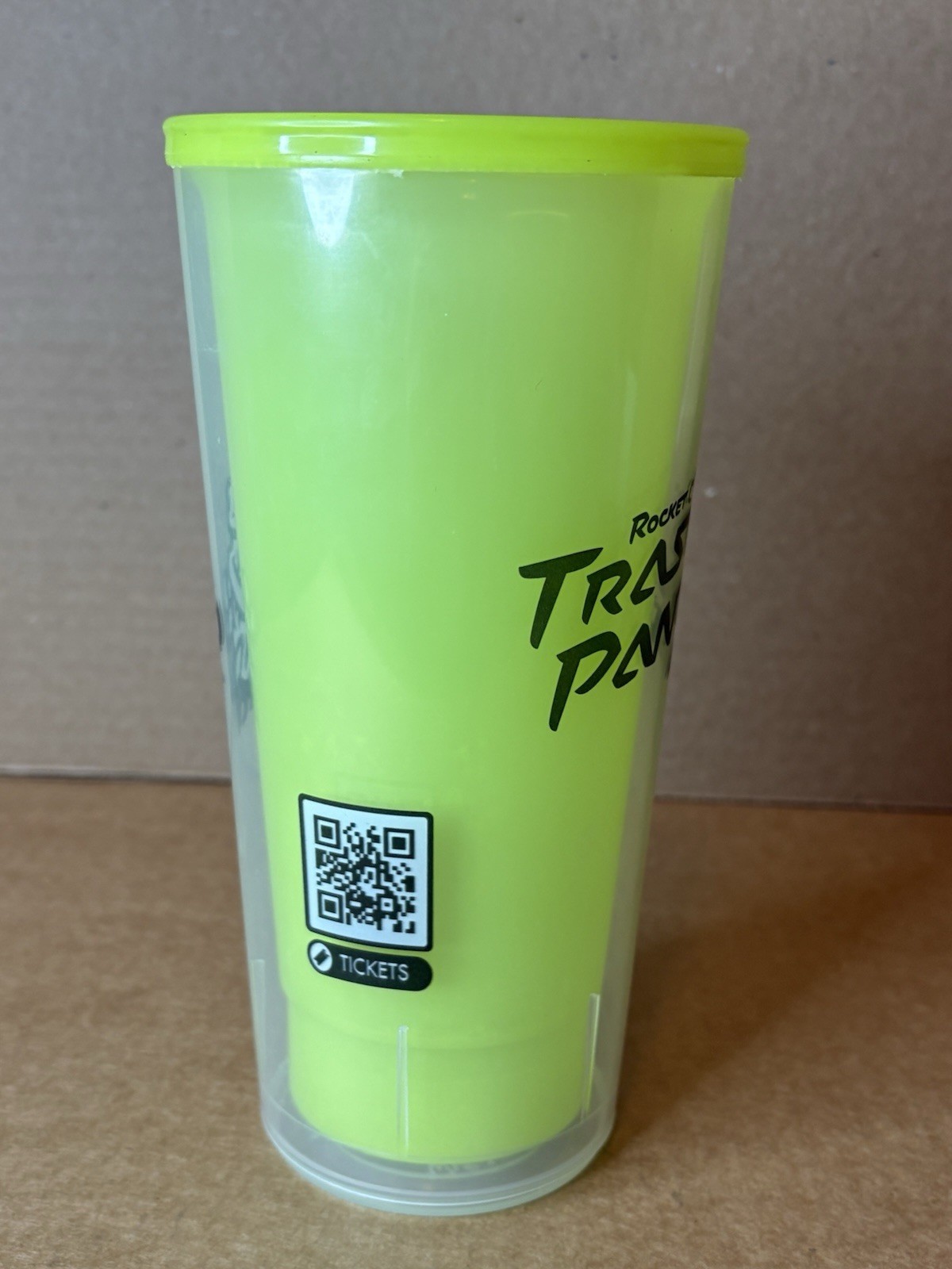 Rocket City Trash Pandas Cup by Whirley Neon Yellow / Green Baseball Minors