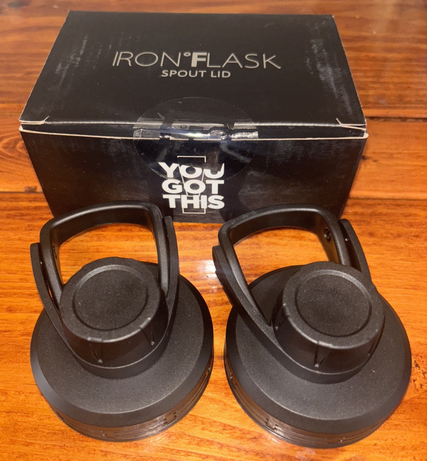 Iron Flask Black Spout Lid Set Of 2