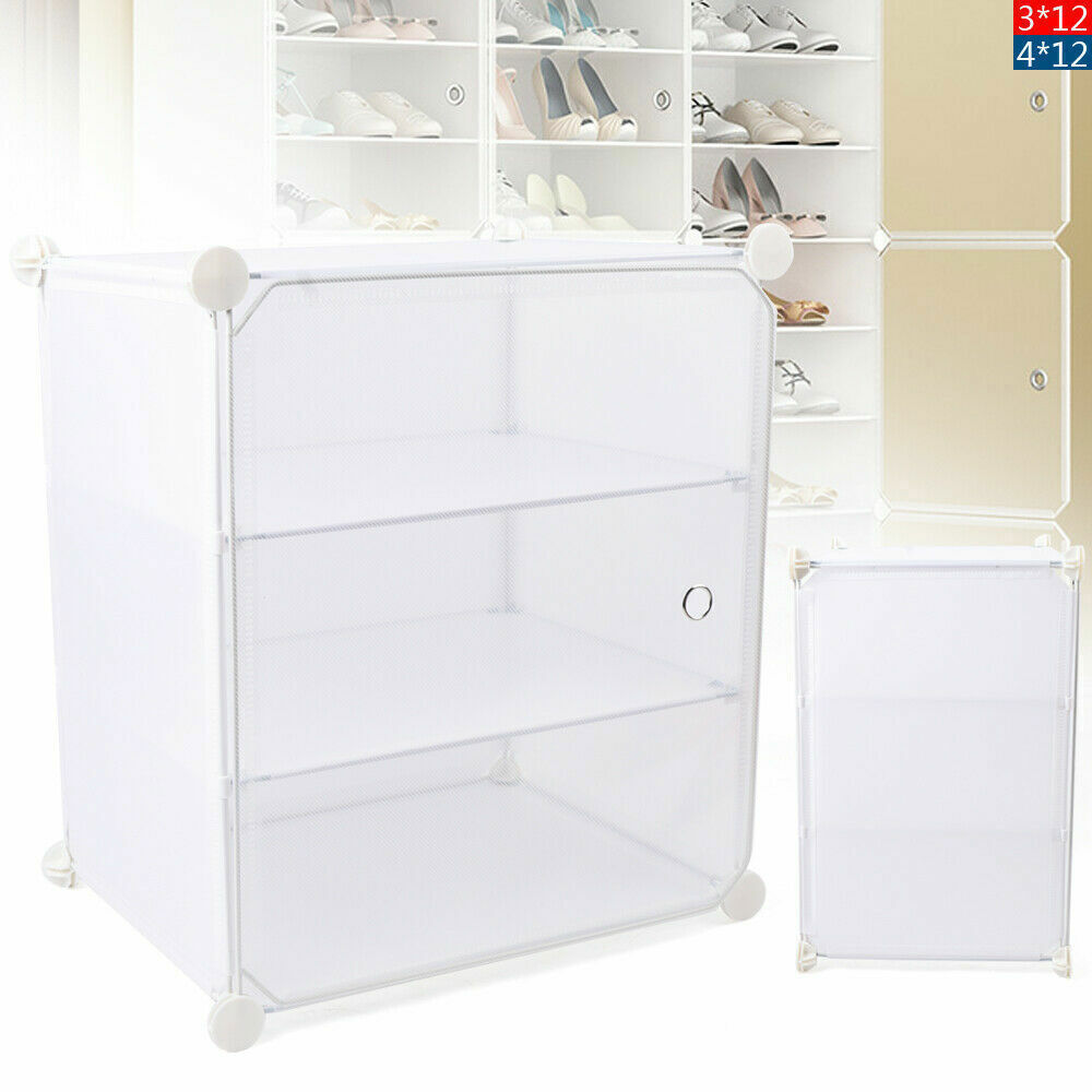 12-Tier Shoe Rack Organizer Stackable Closet 96/72 Pair Shoe Box Storage Cabinet