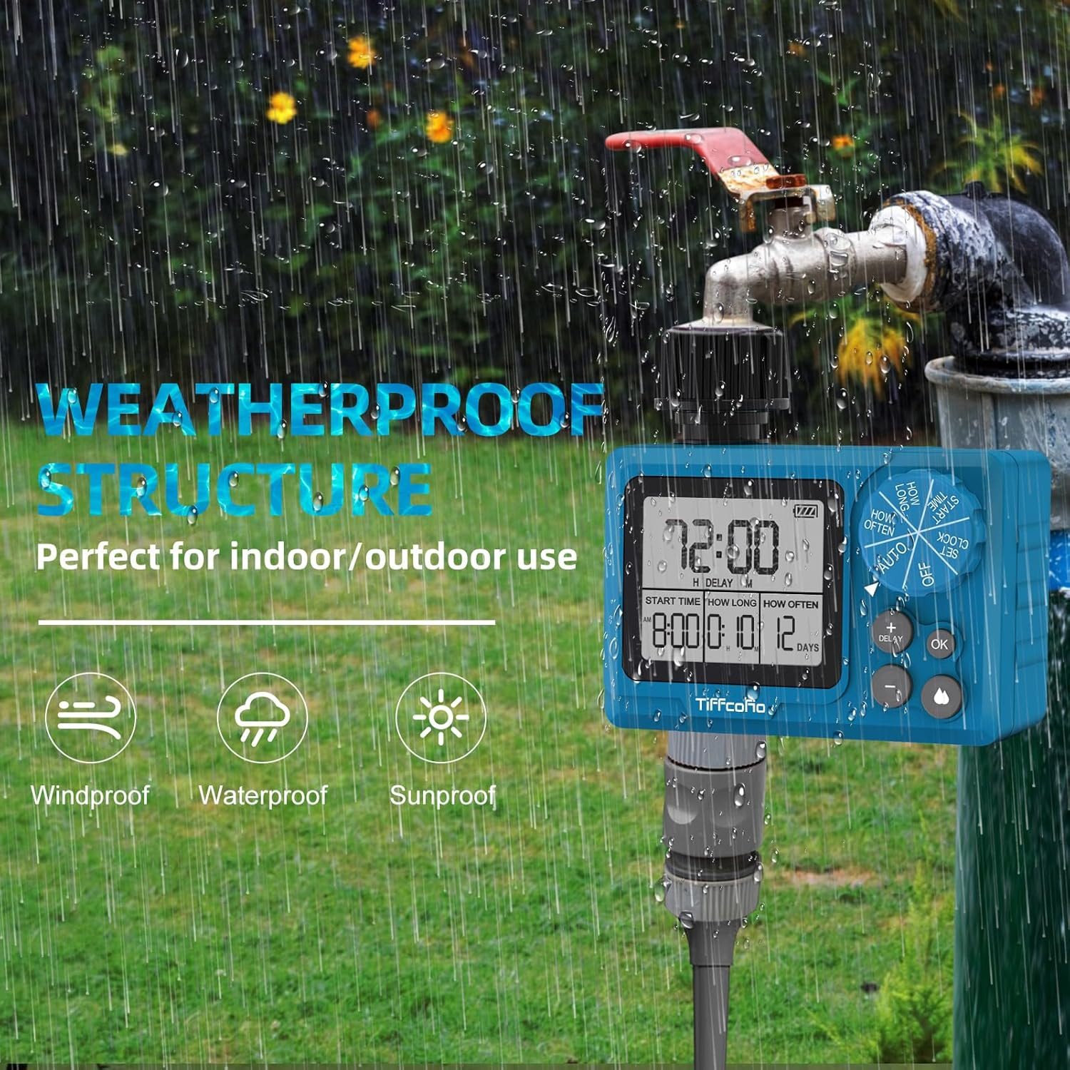Sprinkler Timer Outdoor, Digital Programmable for Garden Hose, Irrigrtion Timer