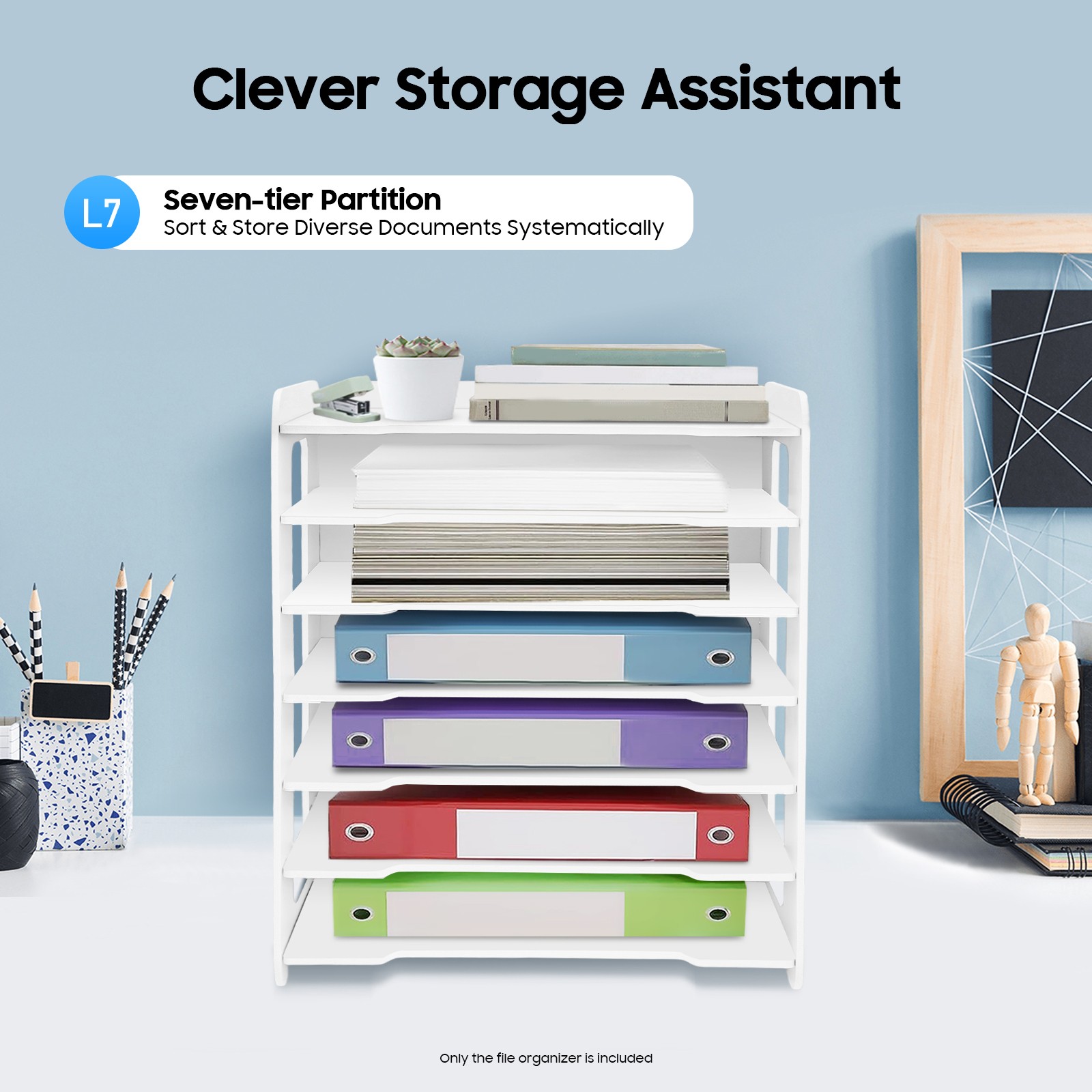 7 Tier Paper File Holder Document Storage Rack Desktop Organizer Office Home