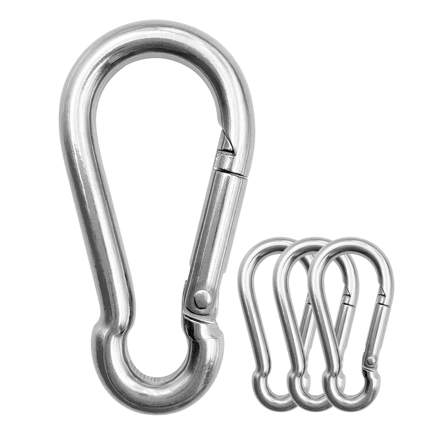 12 Pack Stainless Steel Carabiner Clips Heavy Duty Spring Snap Hook Link