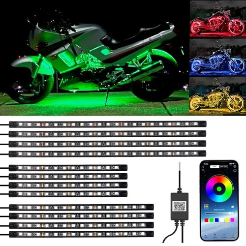 12PCS Motorcycle Underglow Kit, Motorcycle Lights Underglow Kit with APP