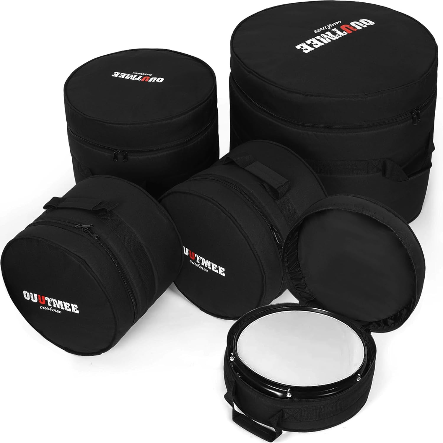 5 Piece 10Mm Padded Drum Bag Set for 12" Tom, 13" Tom, 14" Snare, 16" Floor Tom,
