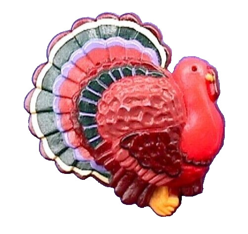 Hallmark PIN Thanksgiving Vintage #D4 TURKEY 1981 Black/Rust Holiday Brooch