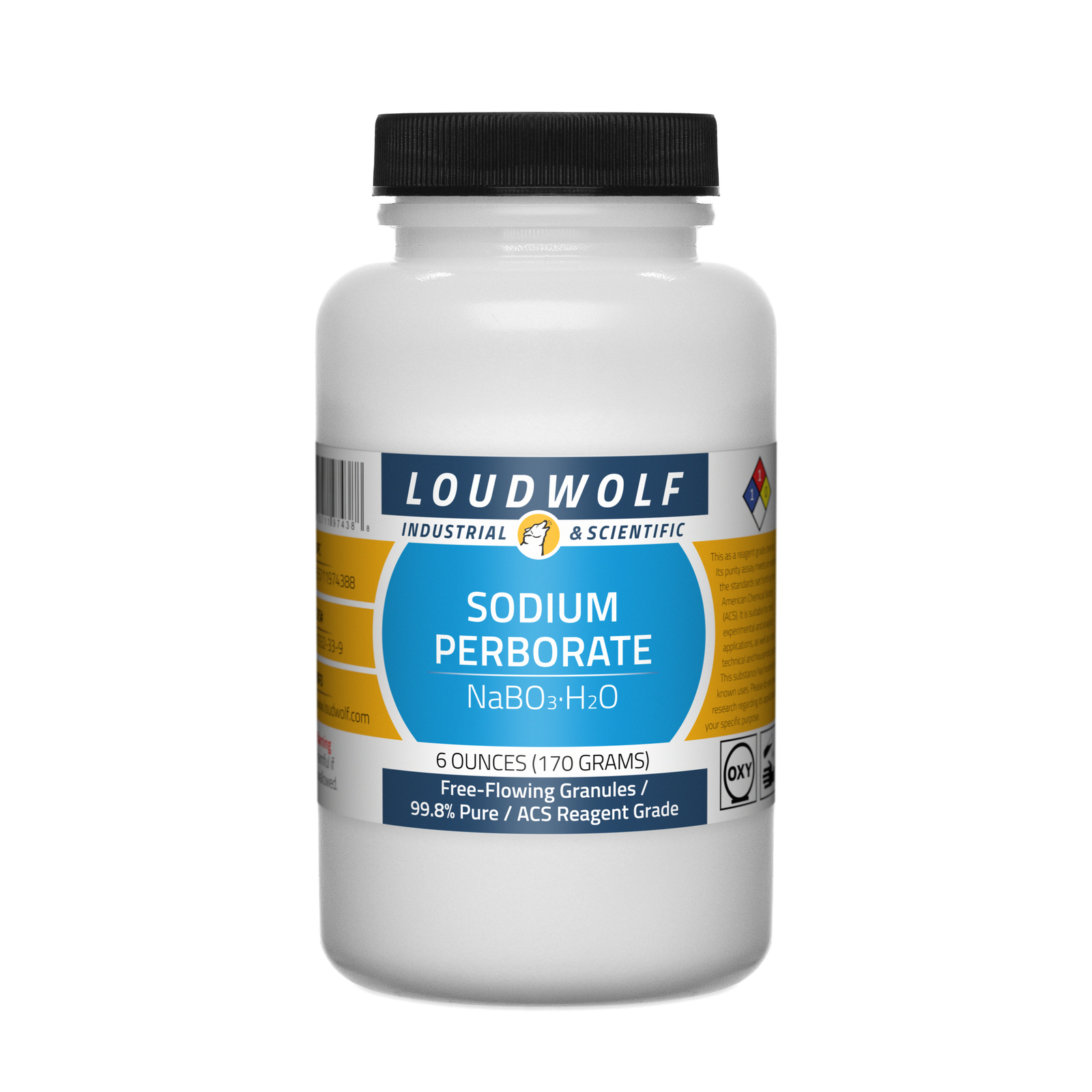 Sodium Perborate, 6oz, ACS Reagent Grade, Sturdy Bottle, SHIPS SAME DAY