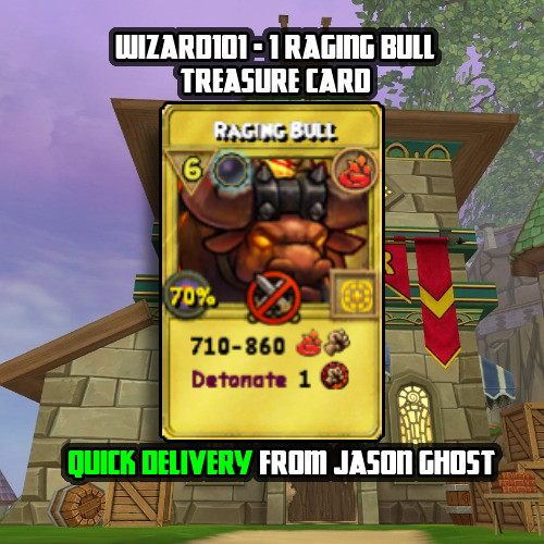 Wizard101 - 1 Raging Bull Treasure Card - ✅Quick Delivery from Jason Ghost
